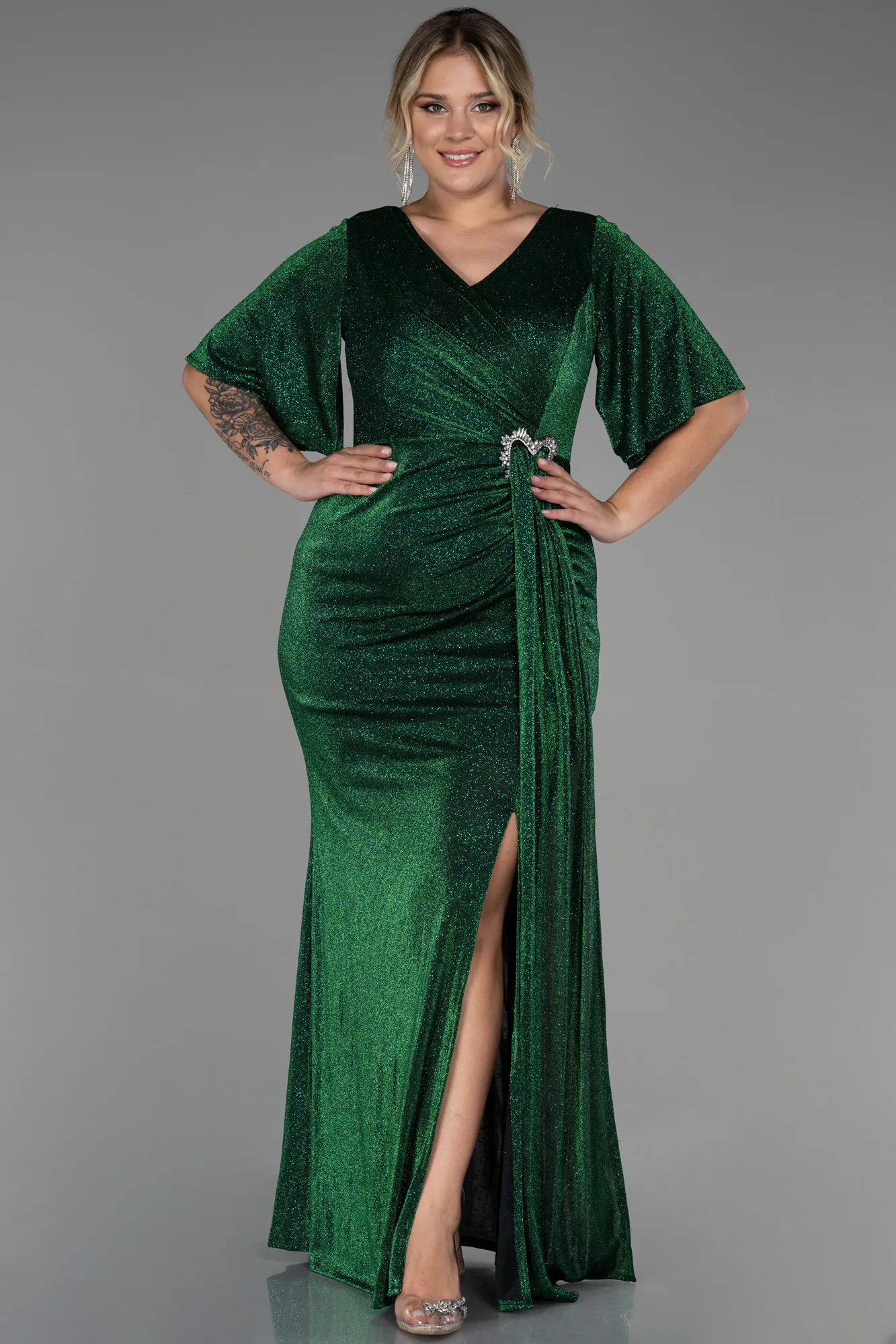 Emerald Green-Long Plus Size Evening Dress ABU3282