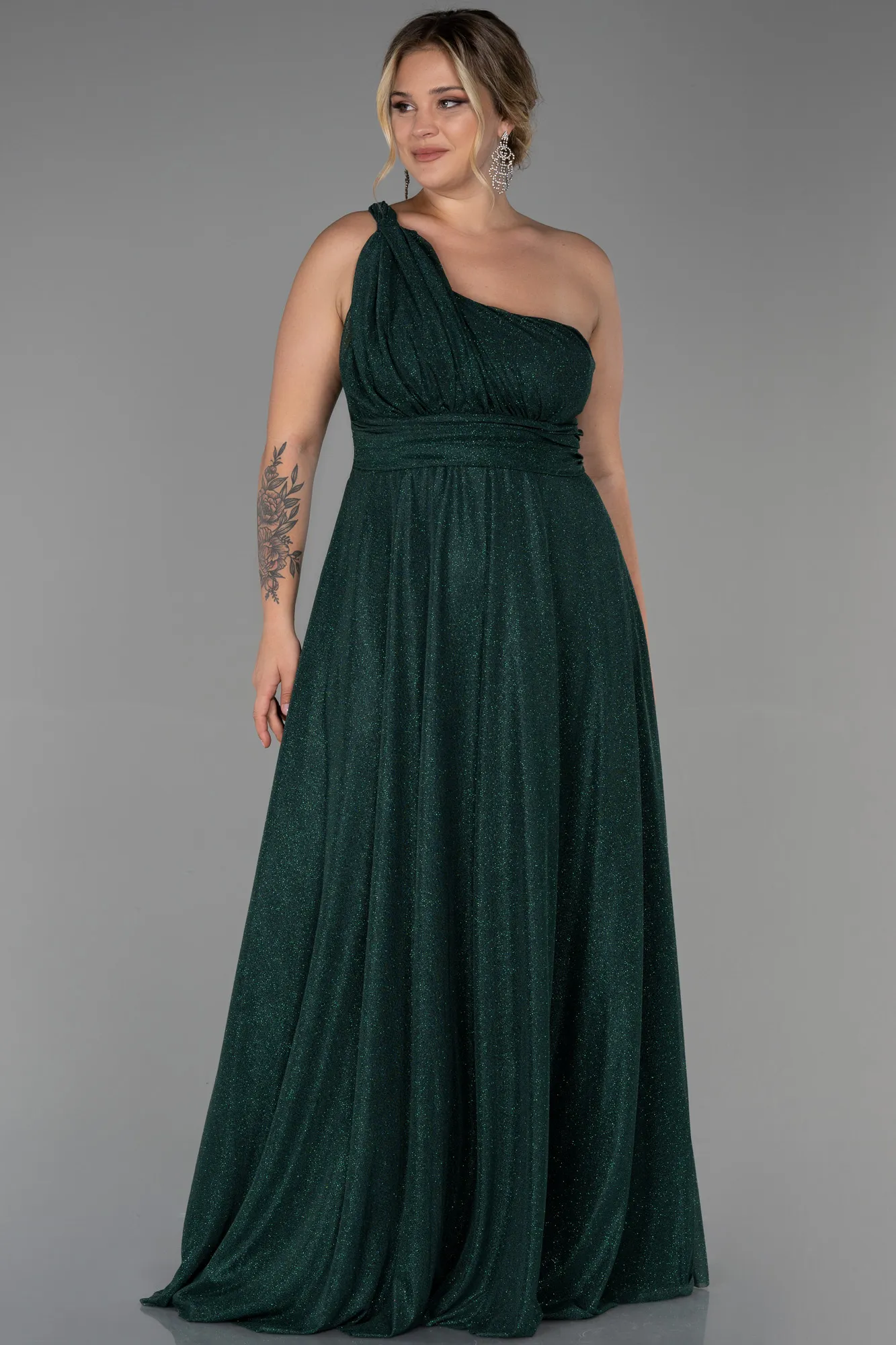 Emerald Green-Long Plus Size Evening Dress ABU3289