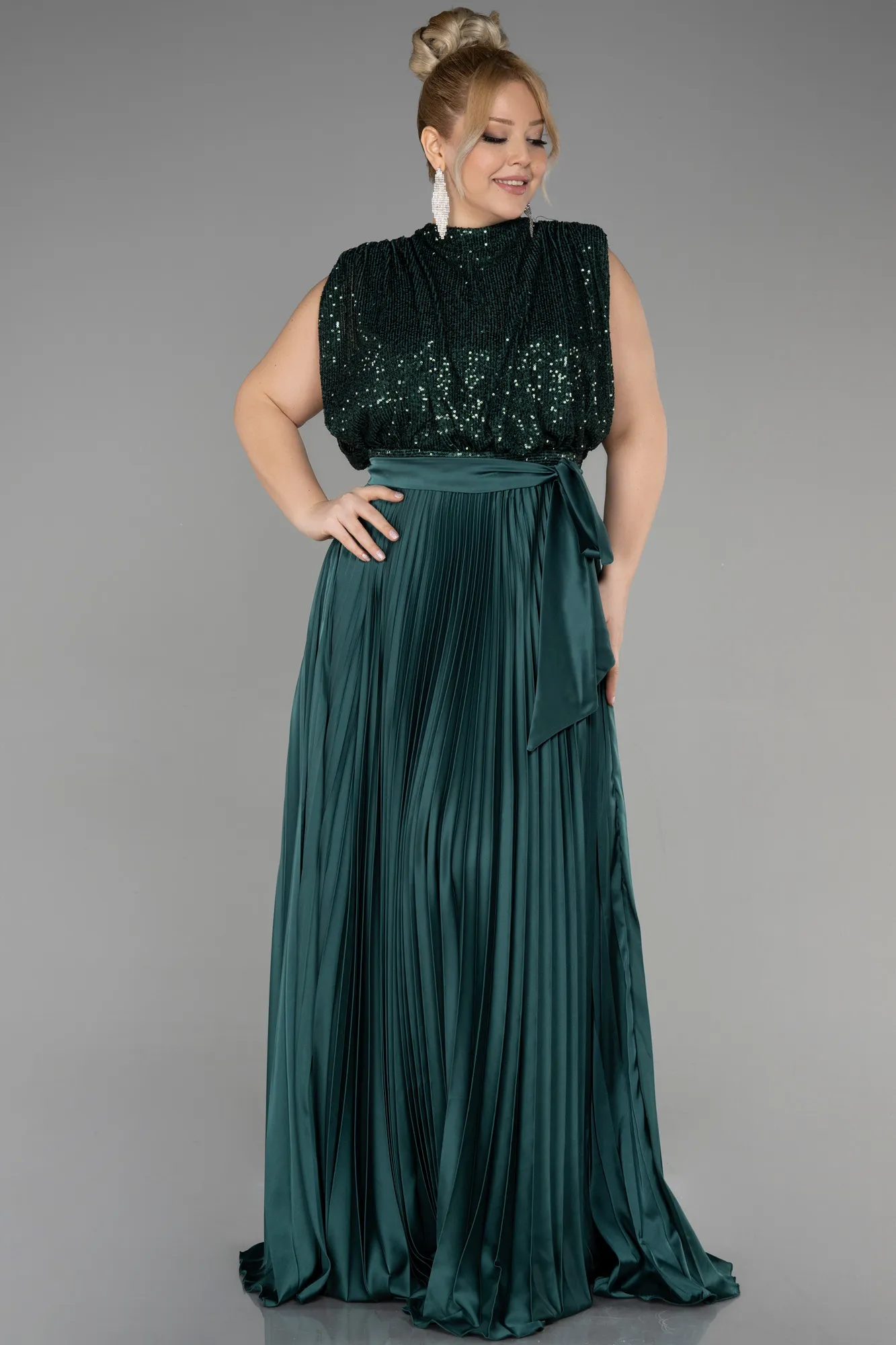 Emerald Green-Long Plus Size Evening Dress ABU3341