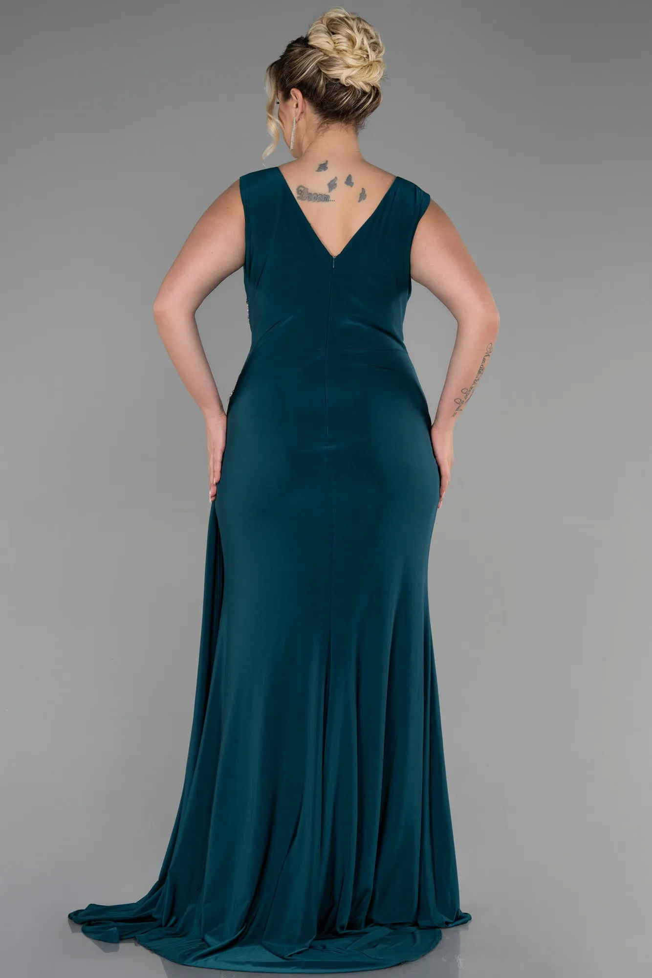 Emerald Green-Long Plus Size Evening Dress ABU3438