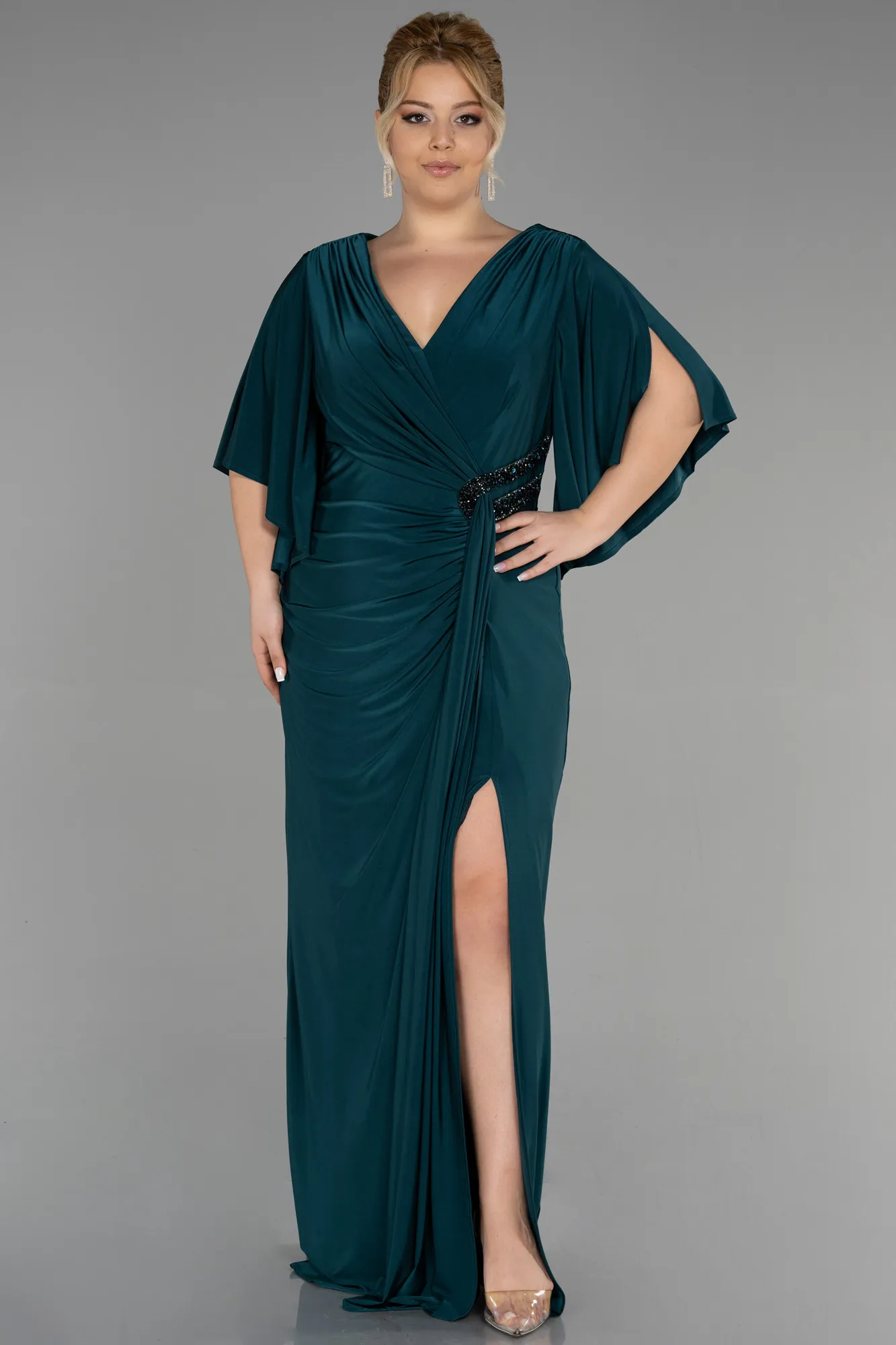 Emerald Green-Long Plus Size Evening Dress ABU3470