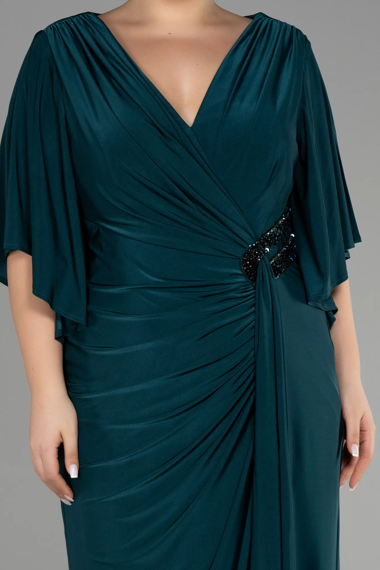 Emerald Green-Long Plus Size Evening Dress ABU3470