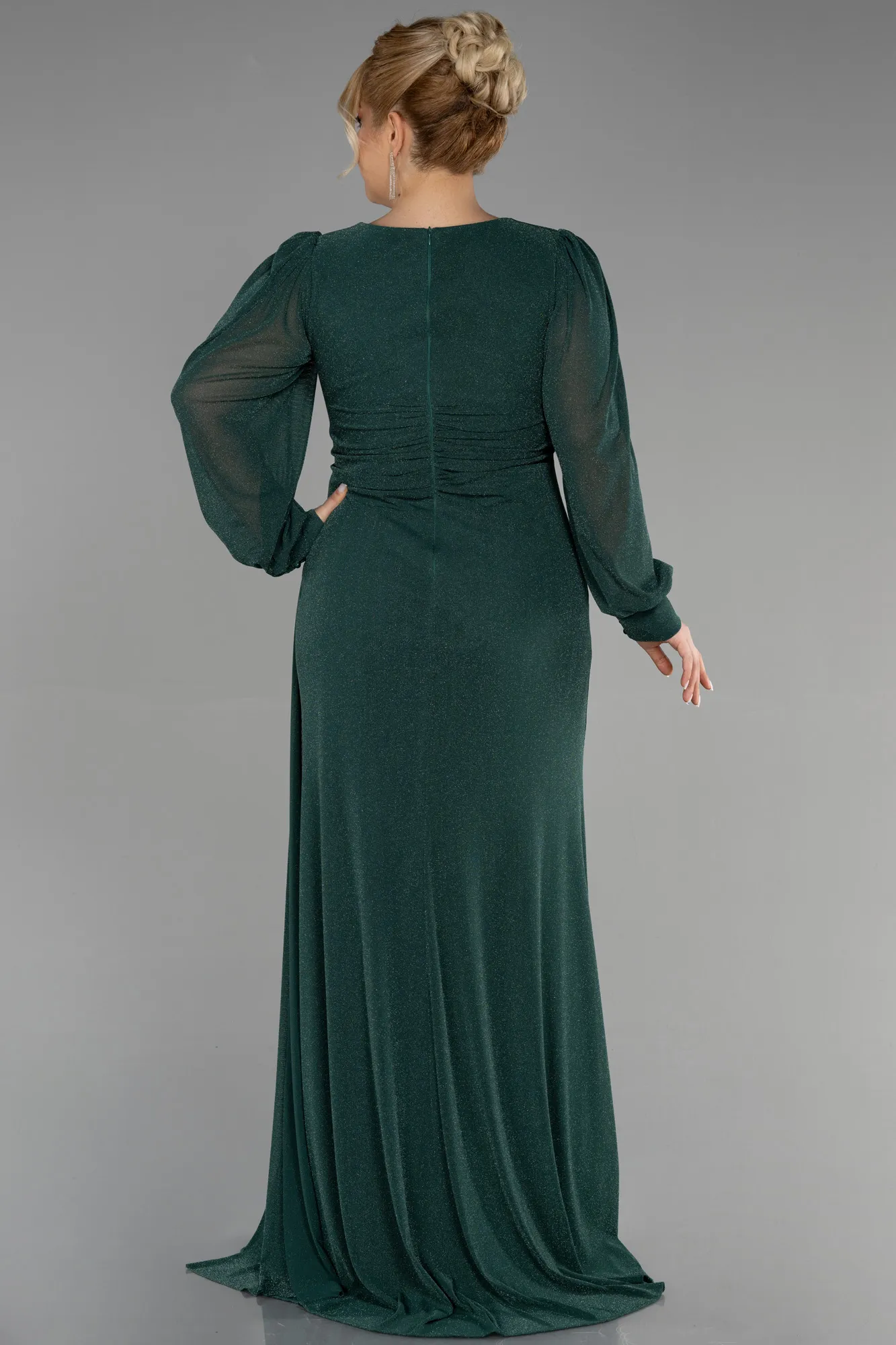Emerald Green-Long Plus Size Evening Dress ABU3485