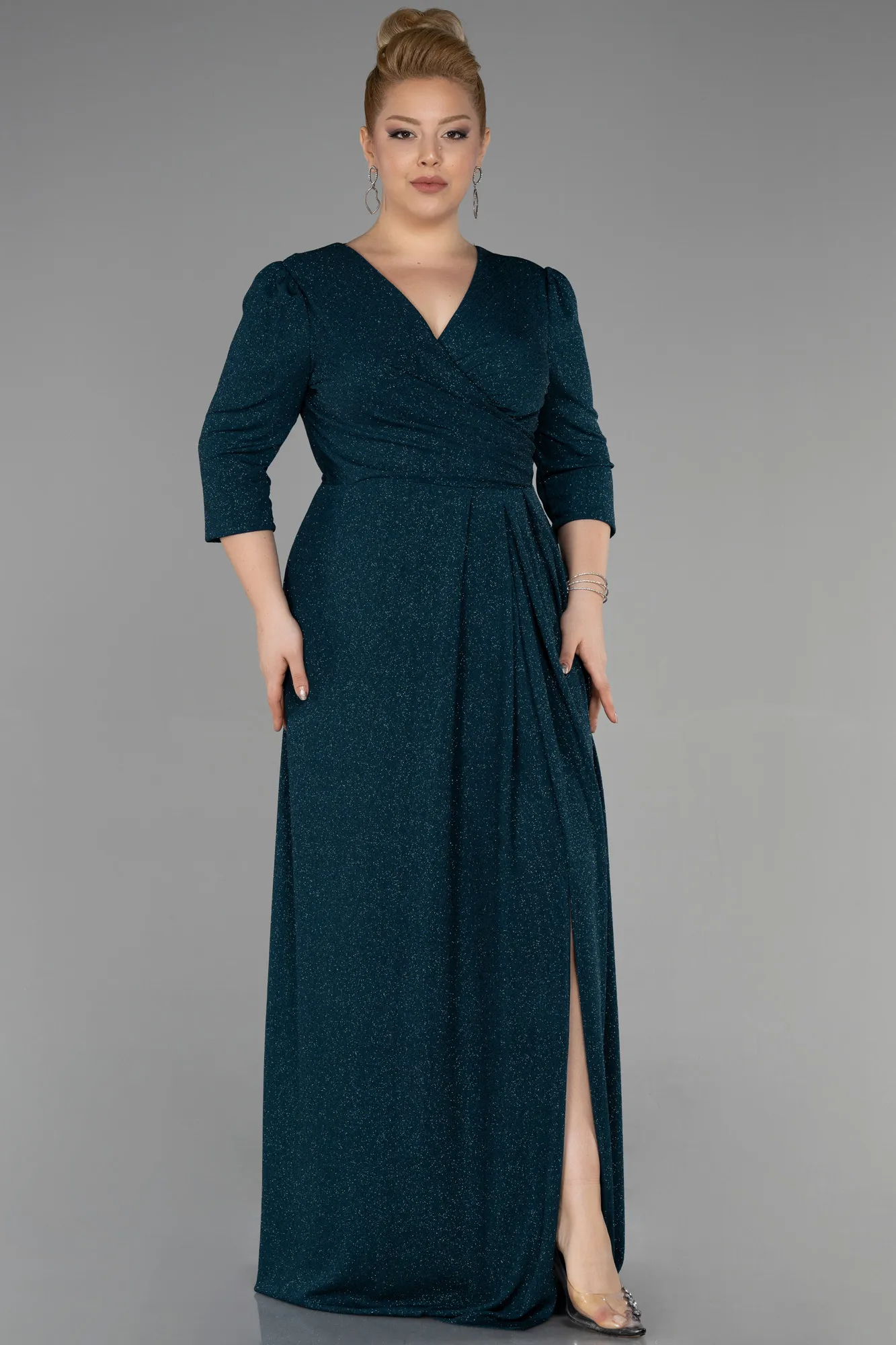 Emerald Green-Long Plus Size Evening Dress ABU3504
