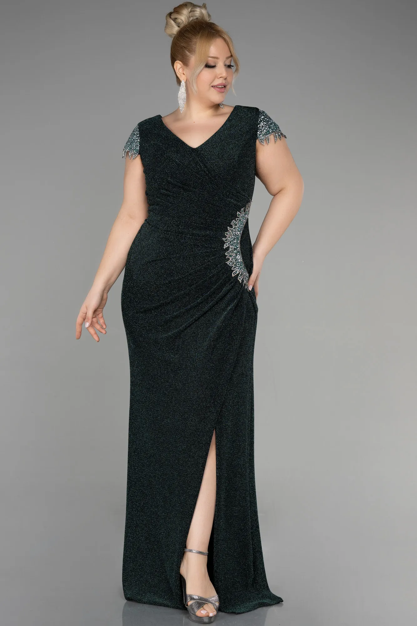 Emerald Green-Long Plus Size Evening Dress ABU3558