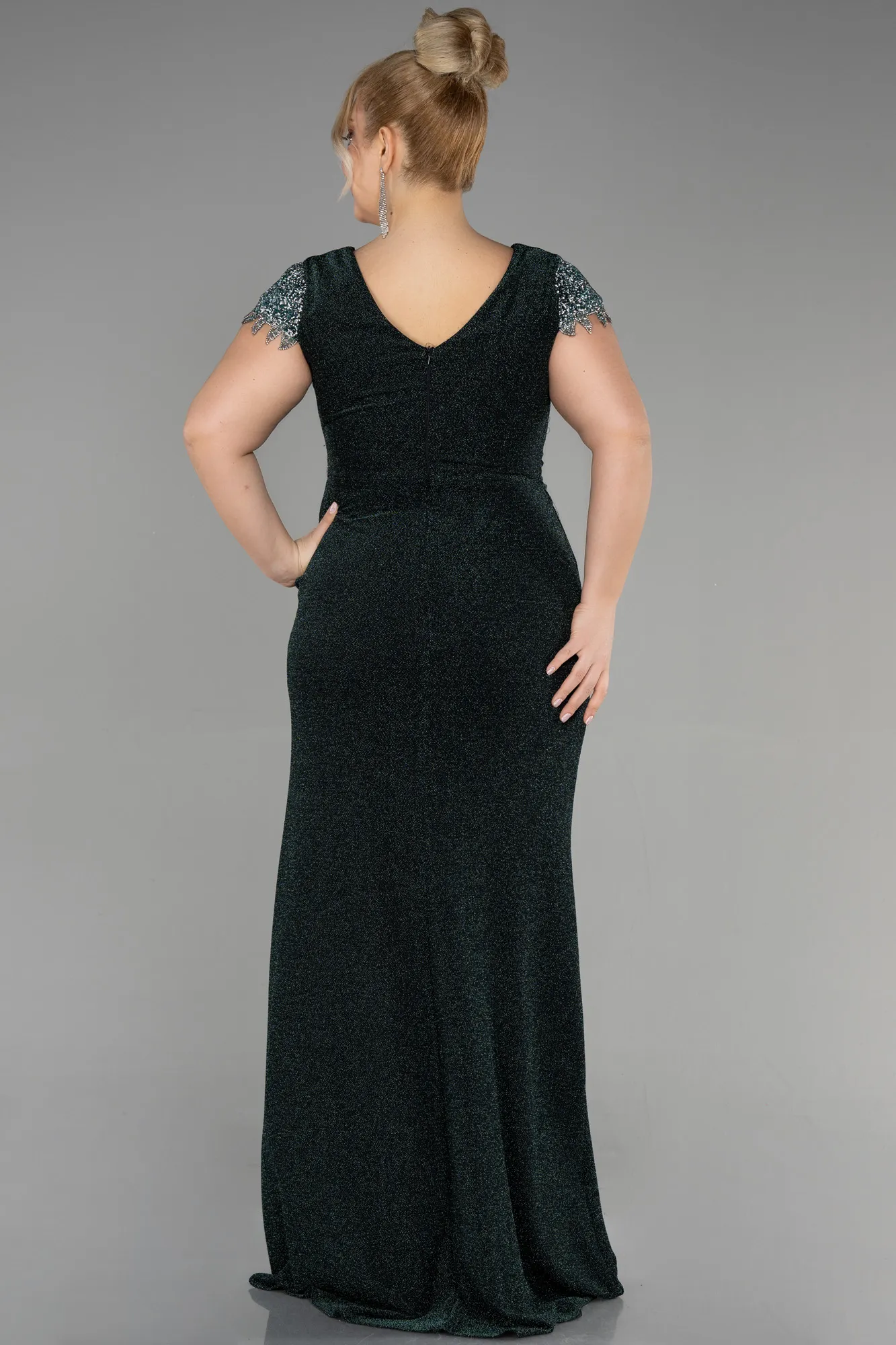 Emerald Green-Long Plus Size Evening Dress ABU3558