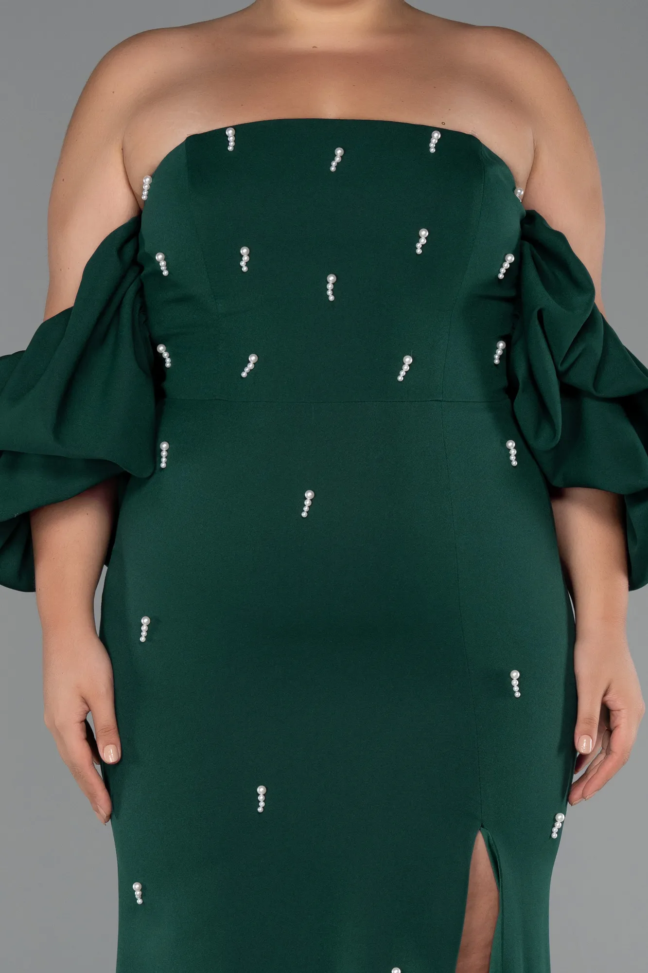 Emerald Green-Long Plus Size Evening Dress ABU4990