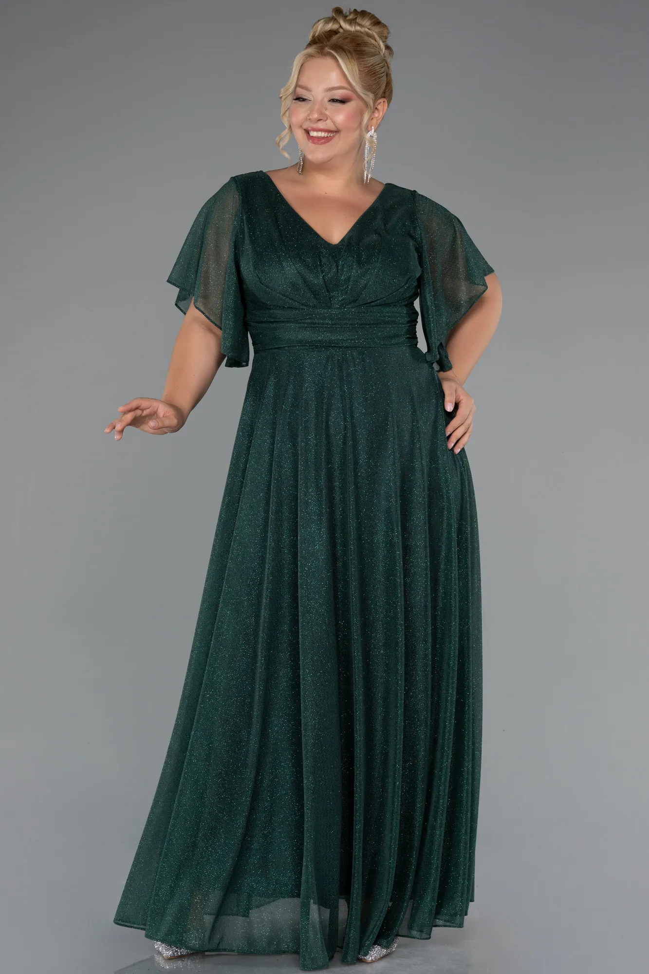 Emerald Green-Long Plus Size Evening Dress ABU5323