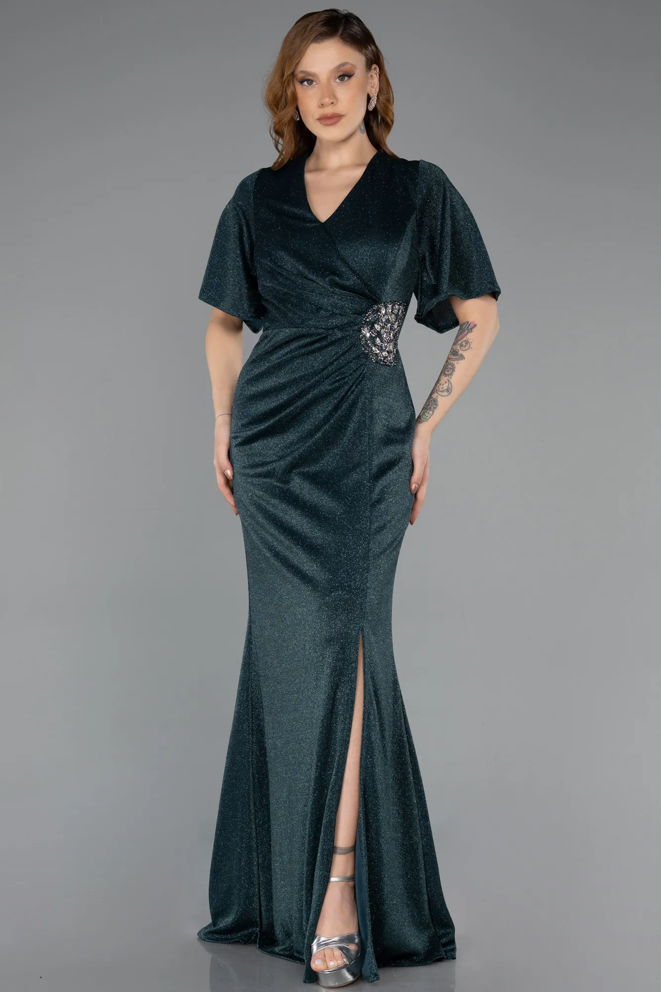 Emerald Green-Long Plus Size Evening Dress ABU5500