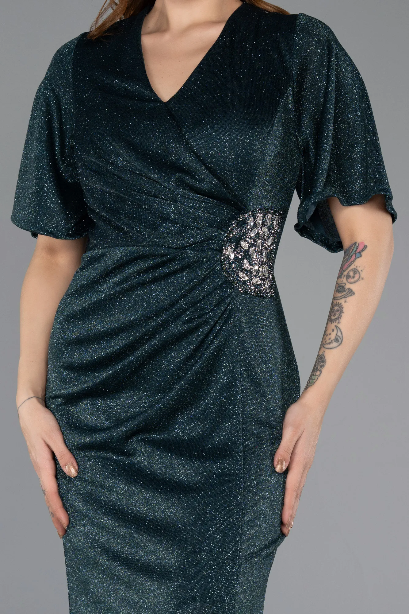 Emerald Green-Long Plus Size Evening Dress ABU5500