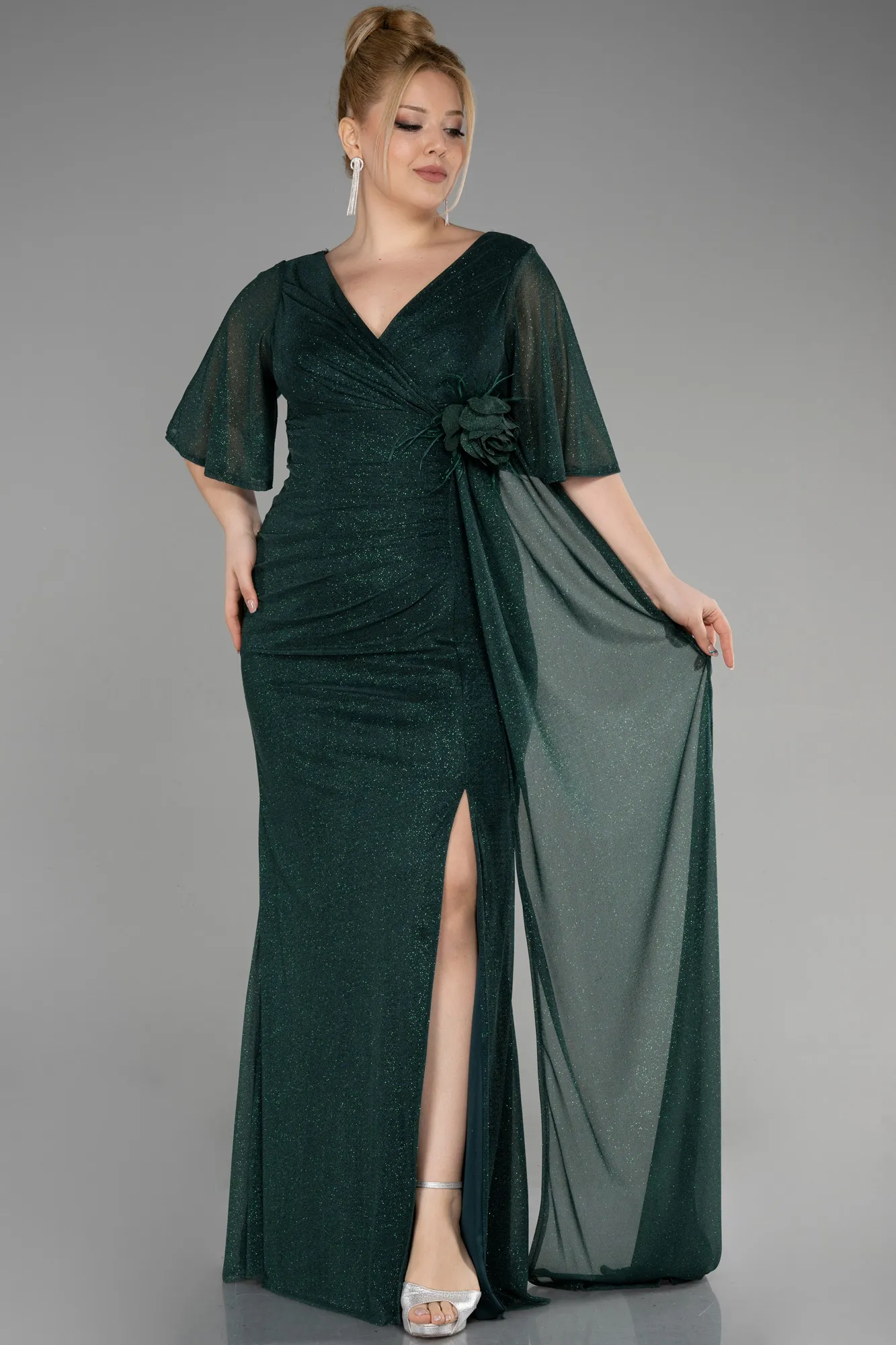Emerald Green-Long Plus Size Evening Gown ABU3646