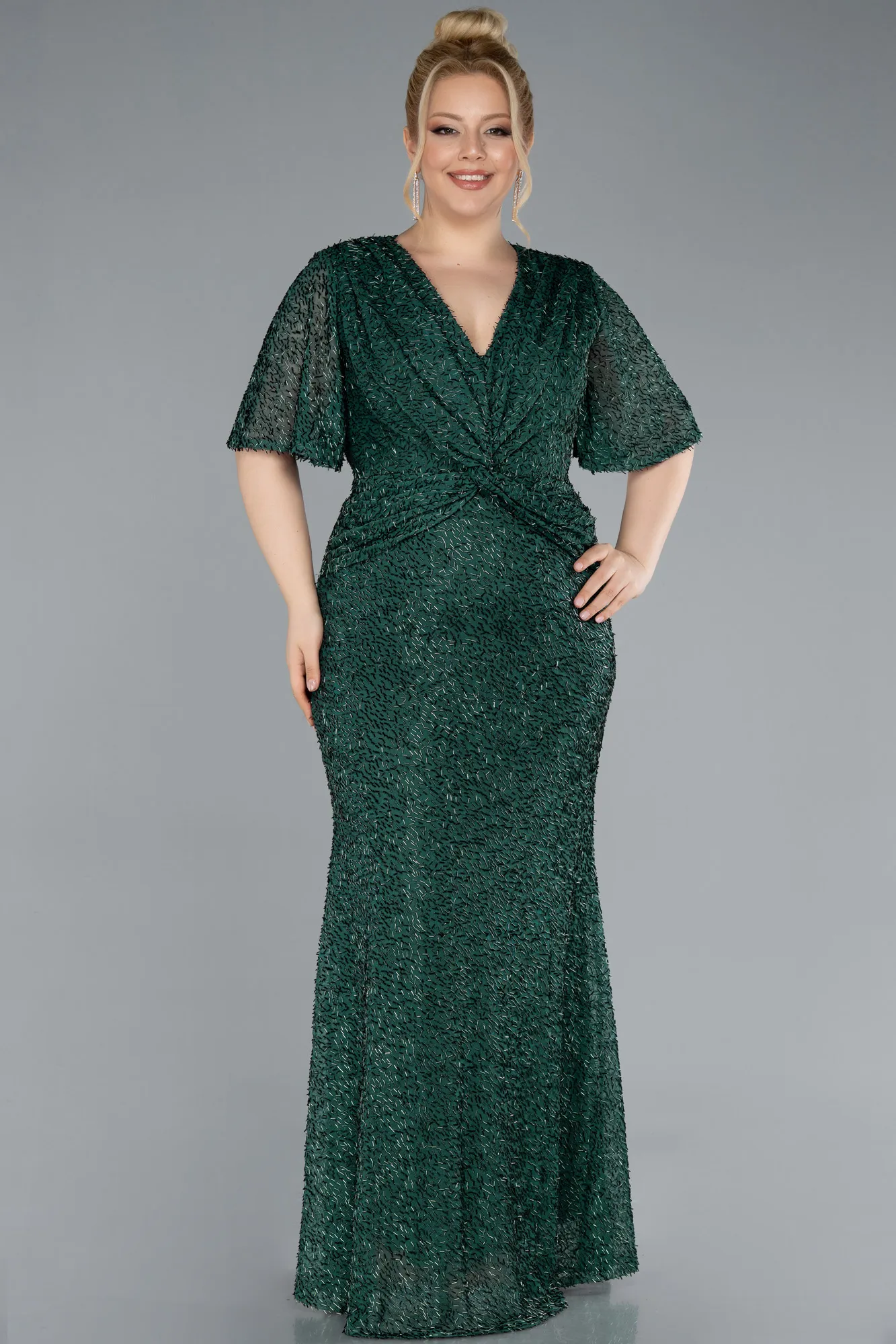 Emerald Green-Long Plus Size Evening Gown ABU4542