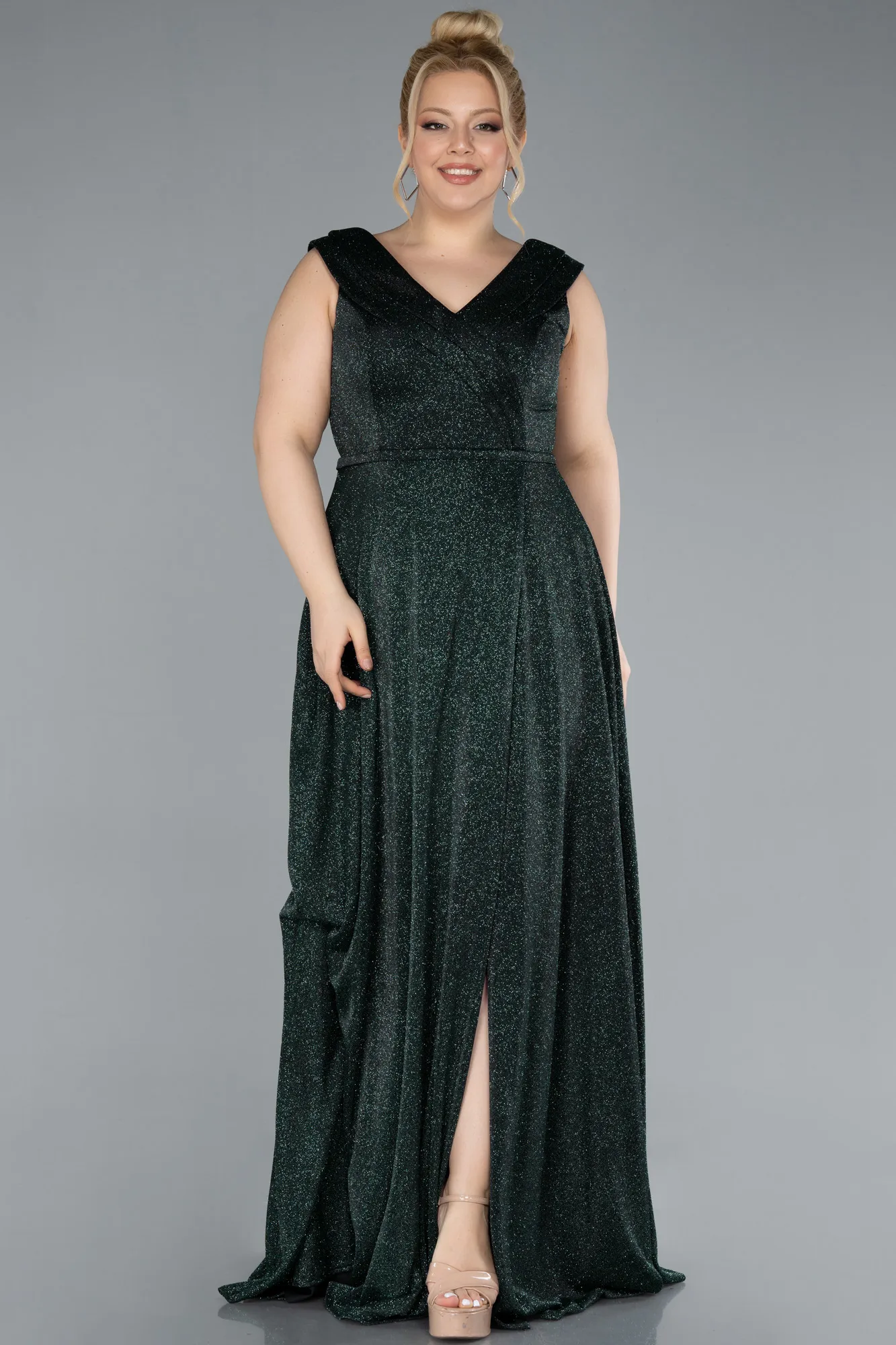 Emerald Green-Long Plus Size Evening Gown ABU4718