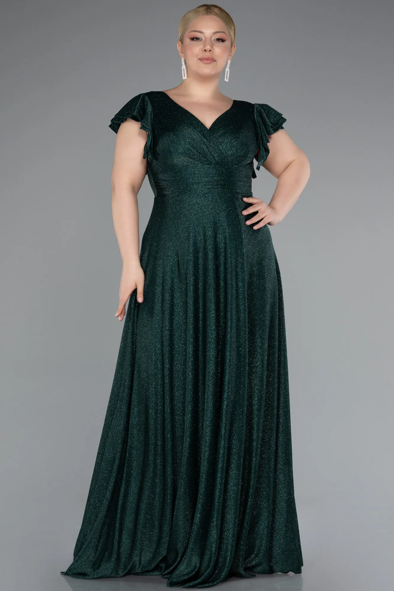Emerald Green-Long Plus Size Evening Gown ABU4985