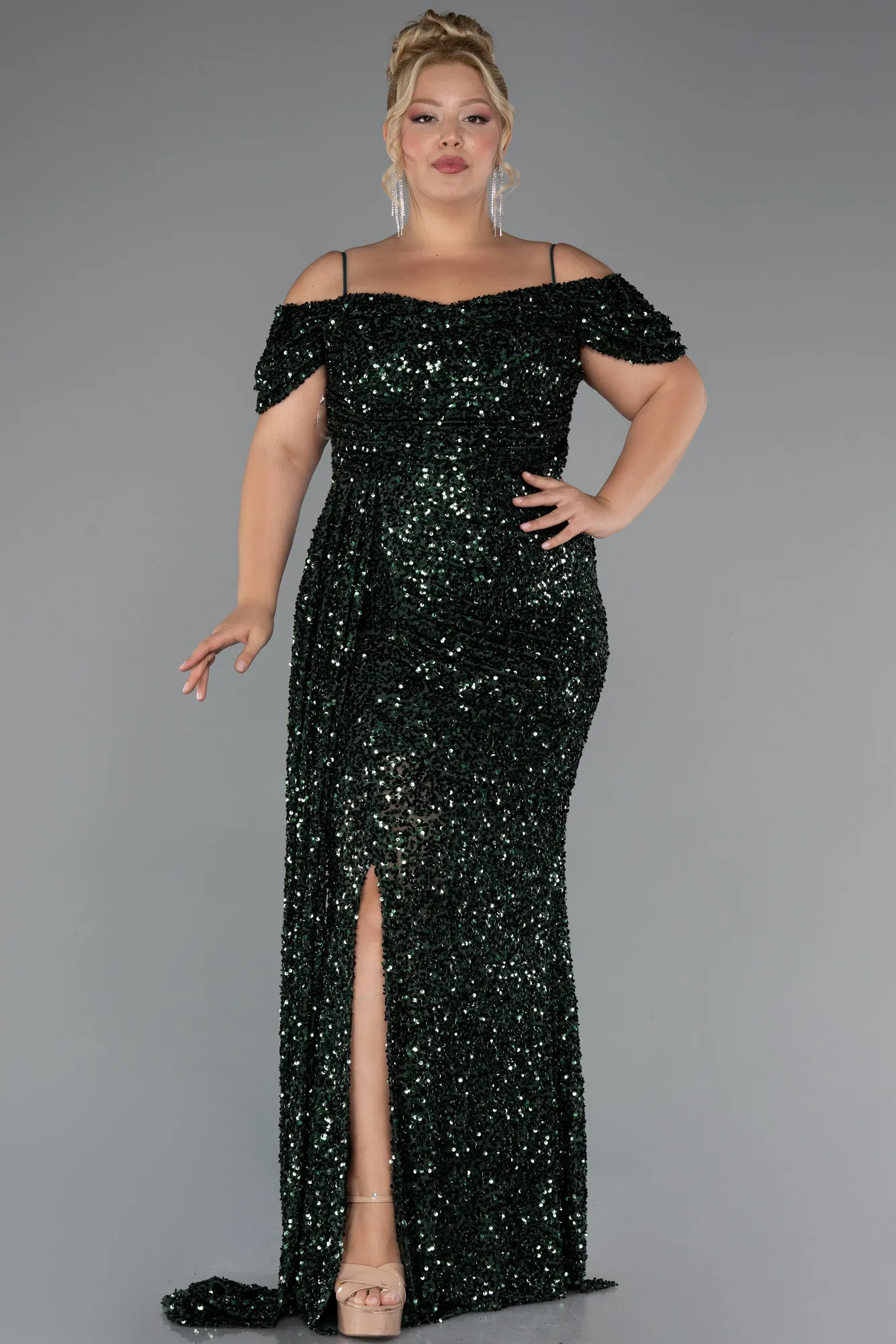Emerald Green-Long Plus Size Evening Gown ABU5232