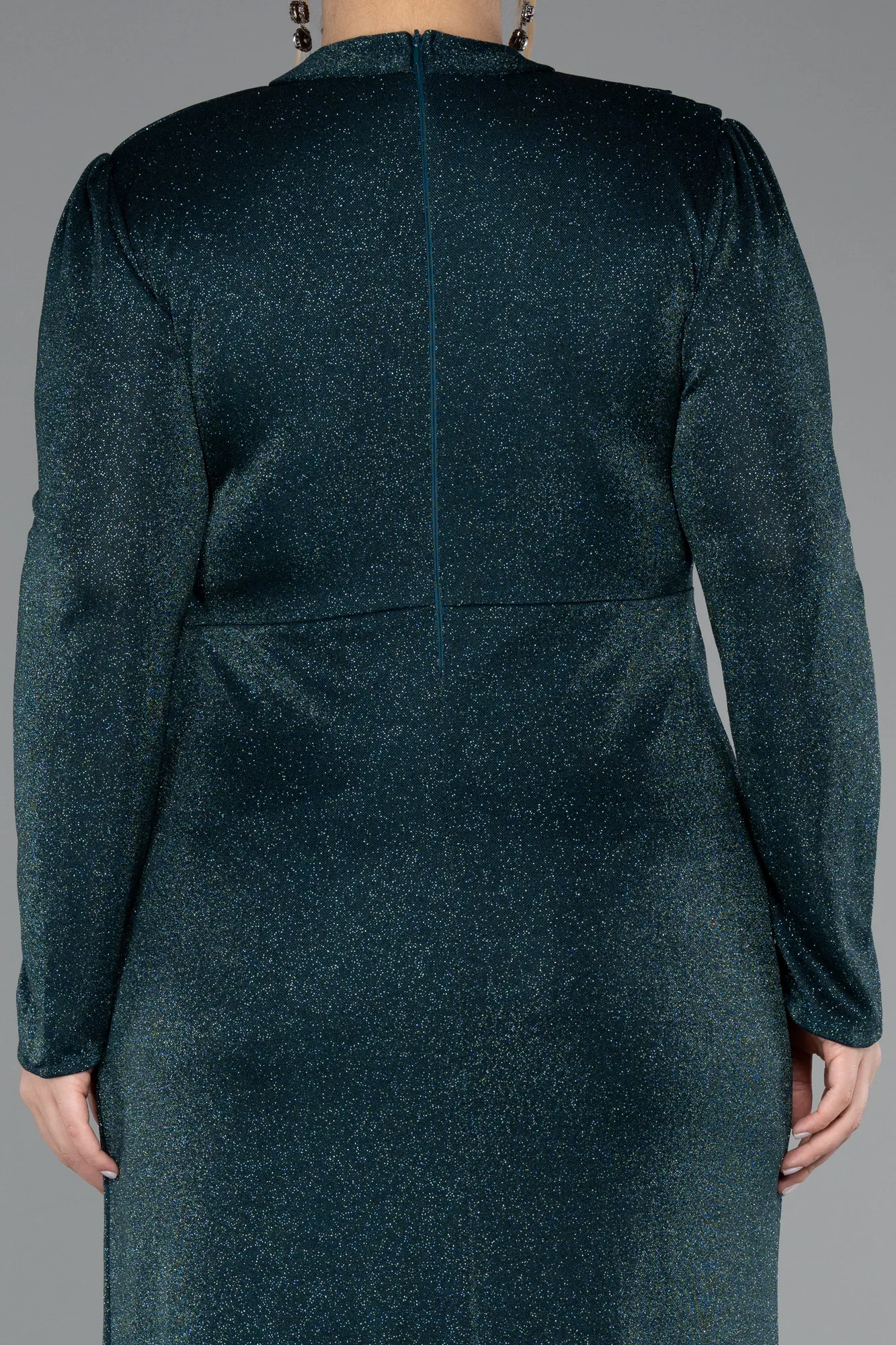 Emerald Green-Long Plus Size Hijab Dress ABU5502