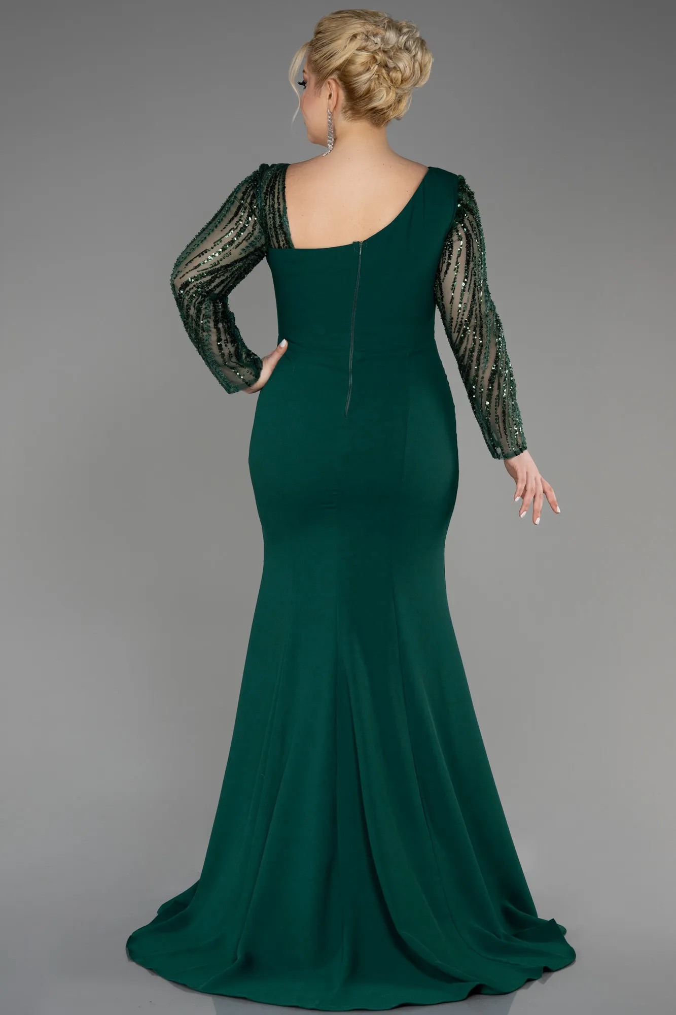 Emerald Green-Long Plus Size Wedding Dress ABU3713