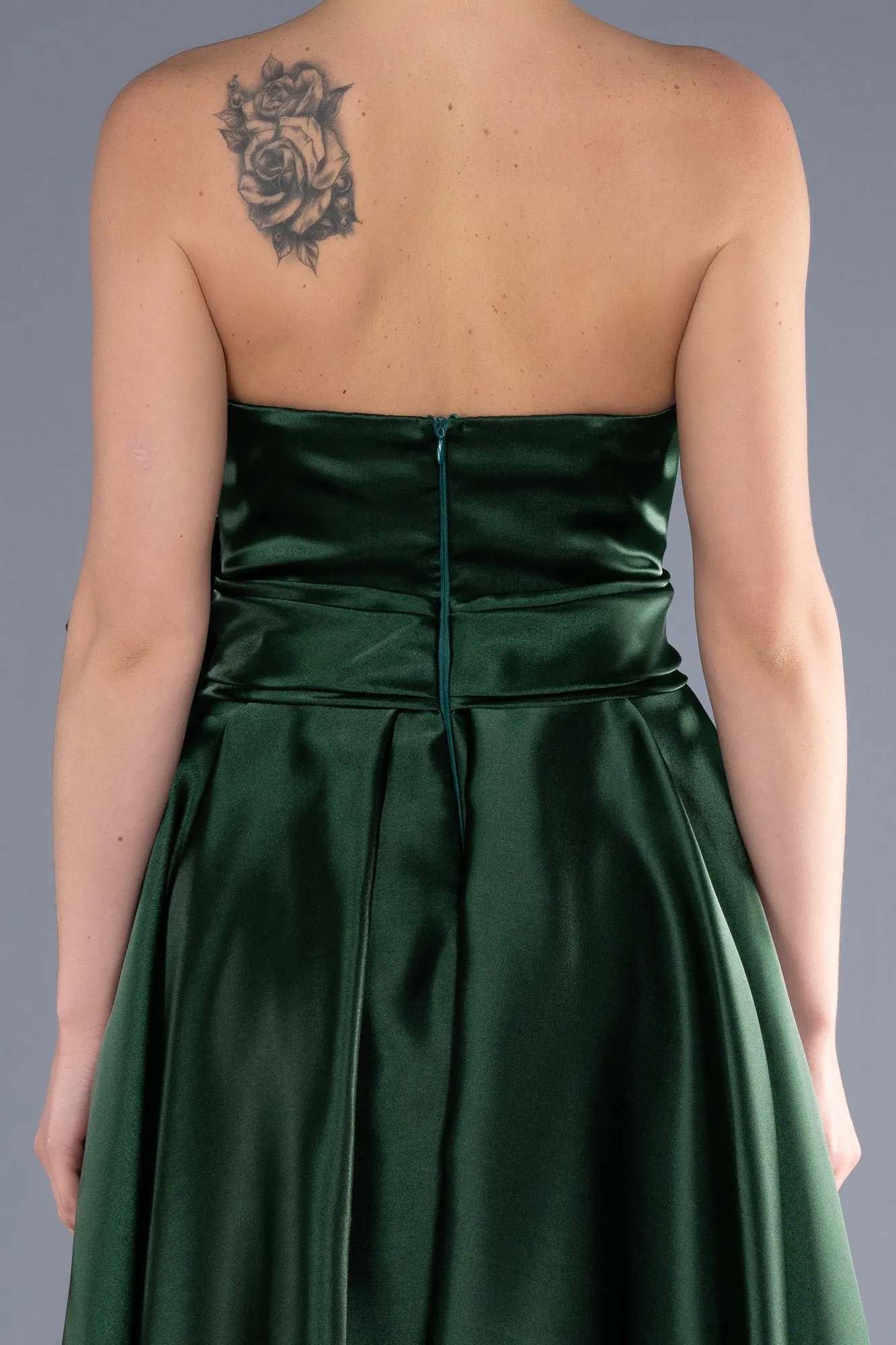 Emerald Green-Long Satin Evening Dress ABU3674