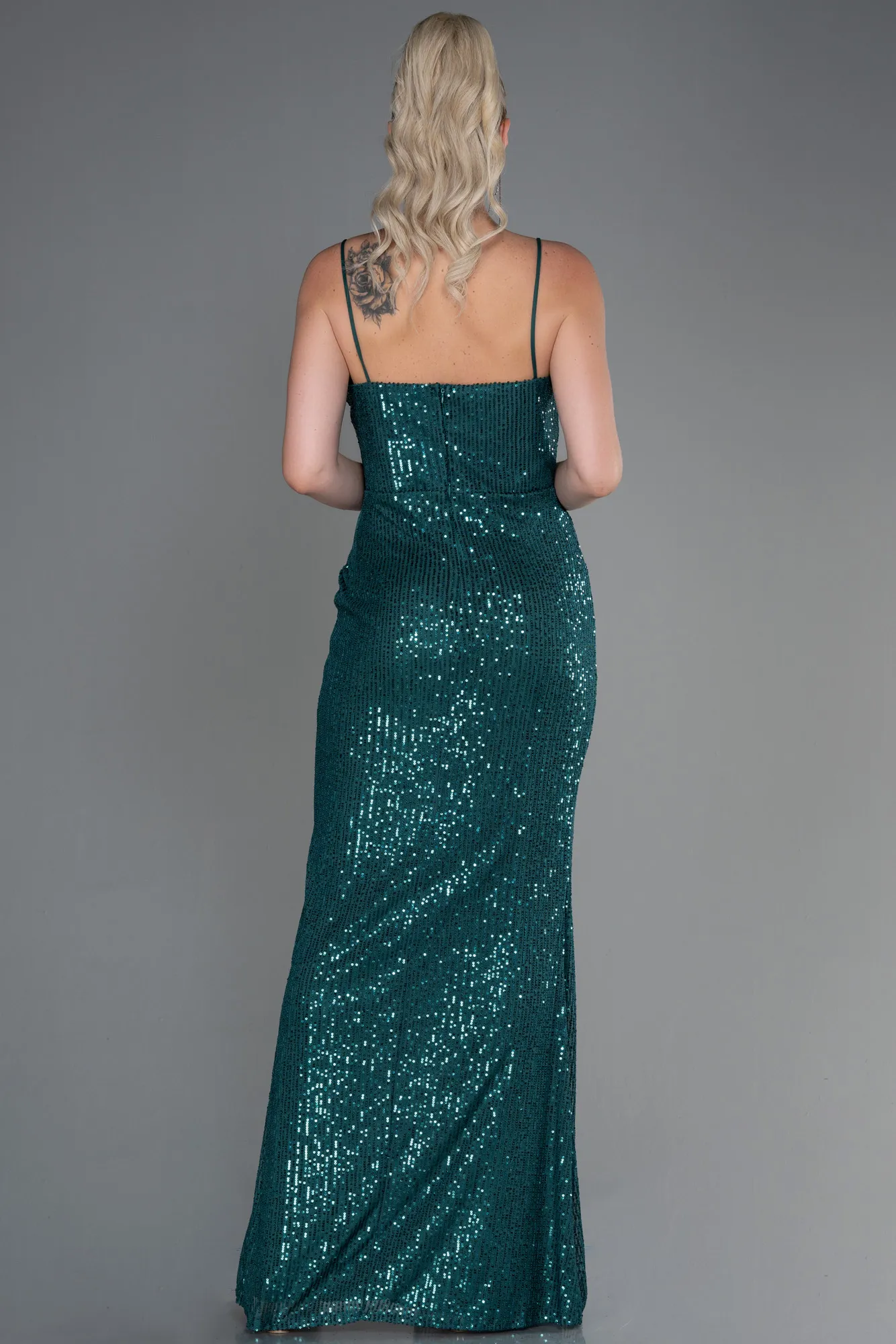 Emerald Green-Long Scaly Evening Dress ABU3246