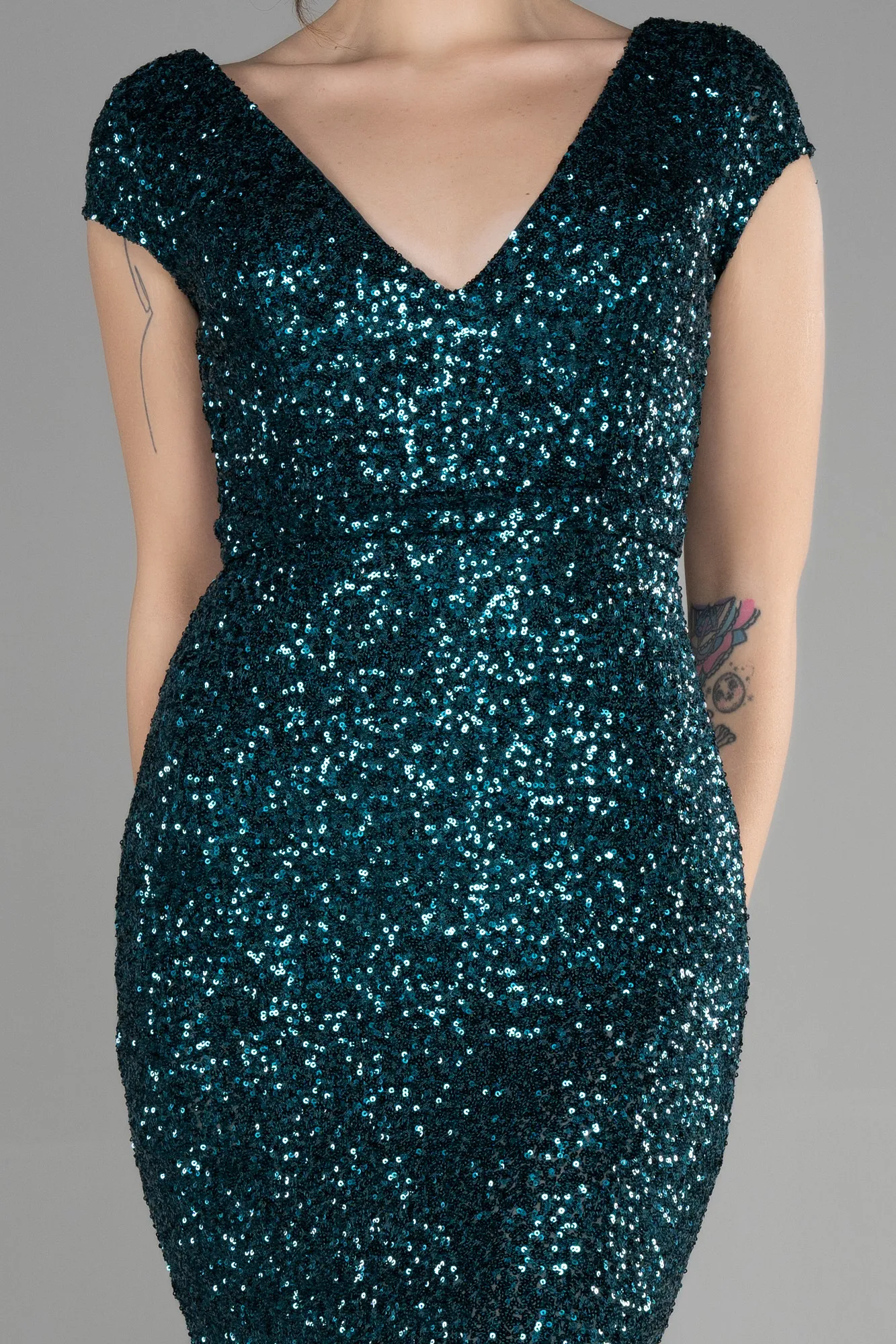 Emerald Green-Long Scaly Mermaid Evening Dress ABU3463