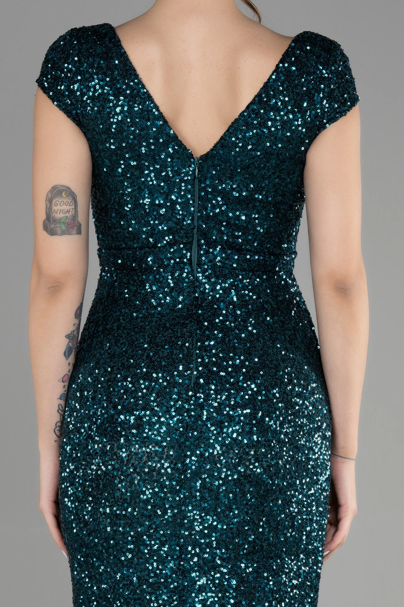 Emerald Green-Long Scaly Mermaid Evening Dress ABU3463