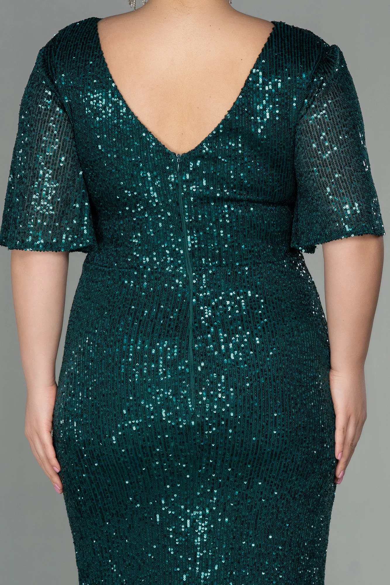 Emerald Green-Long Scaly Plus Size Evening Dress ABU2796
