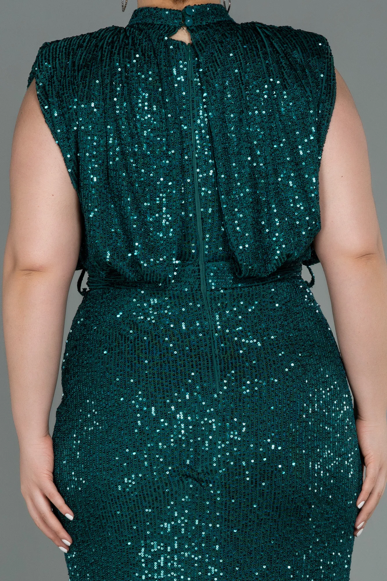 Emerald Green-Long Scaly Plus Size Evening Dress ABU3115