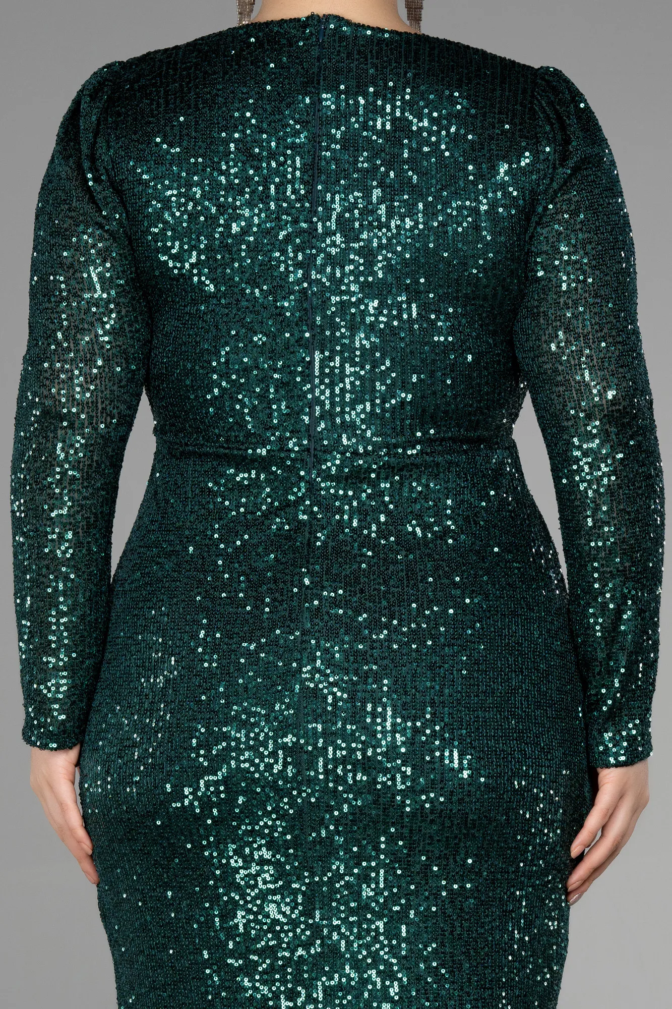 Emerald Green-Long Scaly Plus Size Evening Dress ABU3340