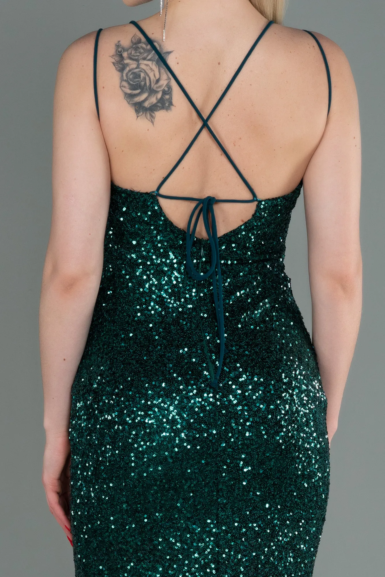 Emerald Green-Long Scaly Prom Gown ABU3118