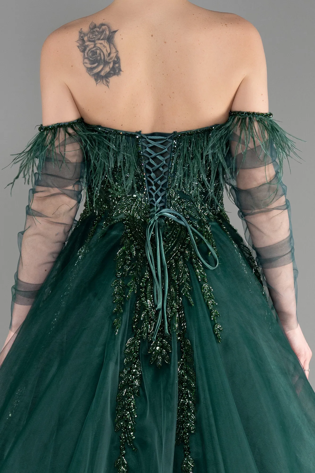 Emerald Green-Long Special Design Engagement Dress ABU3593