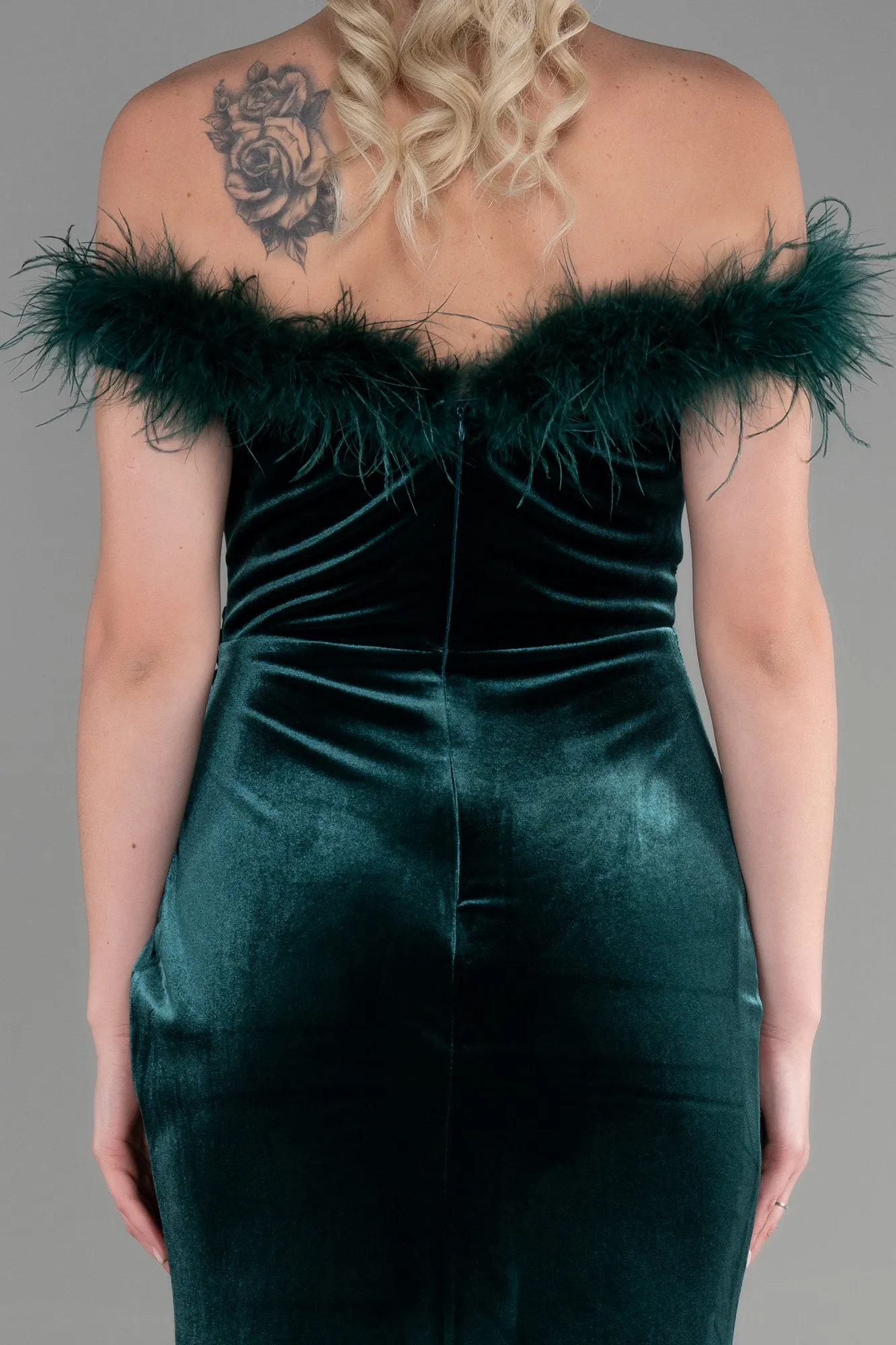 Emerald Green-Long Velvet Mermaid Evening Dress ABU3392