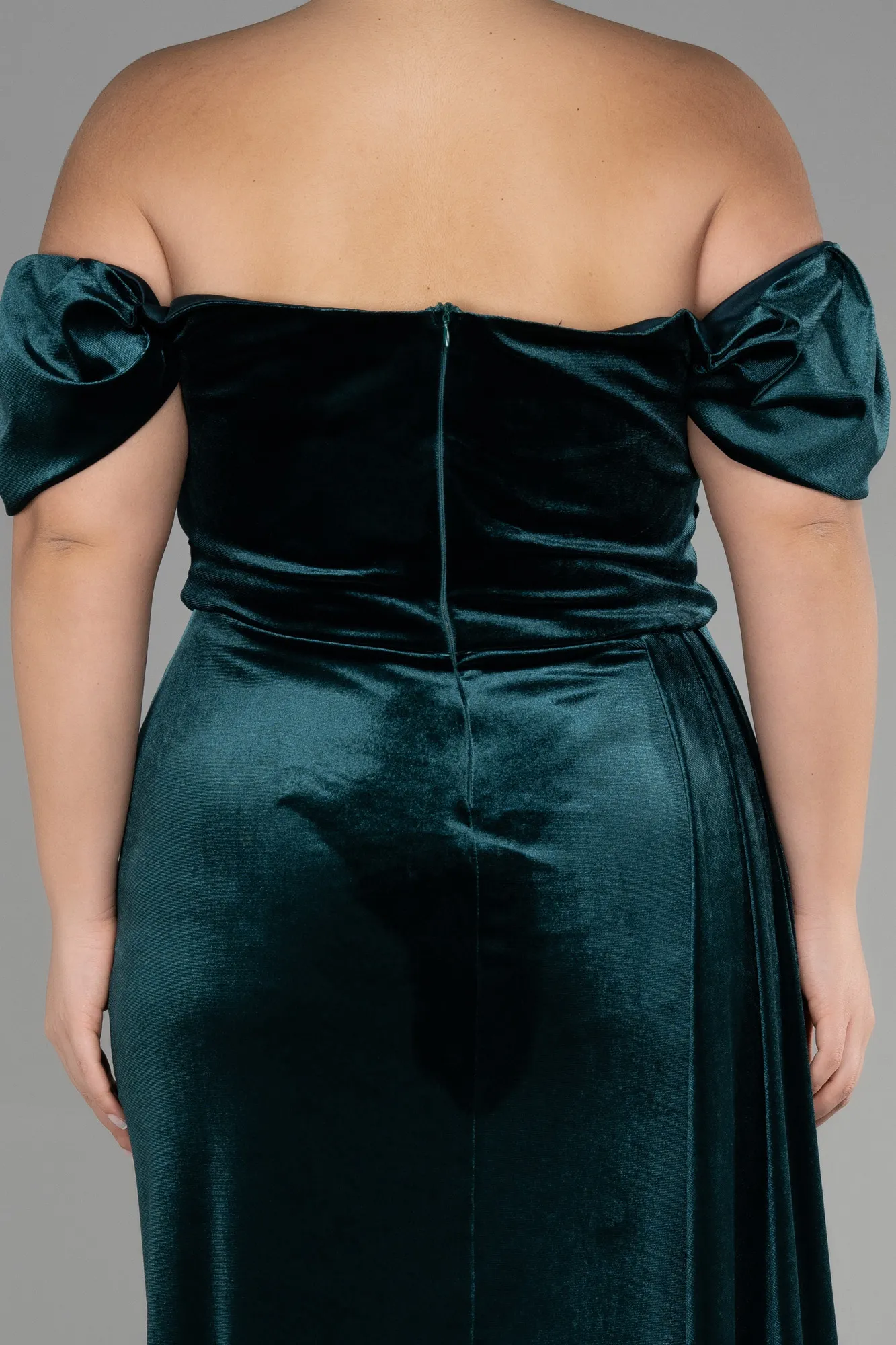 Emerald Green-Long Velvet Oversized Evening Dress ABU1991