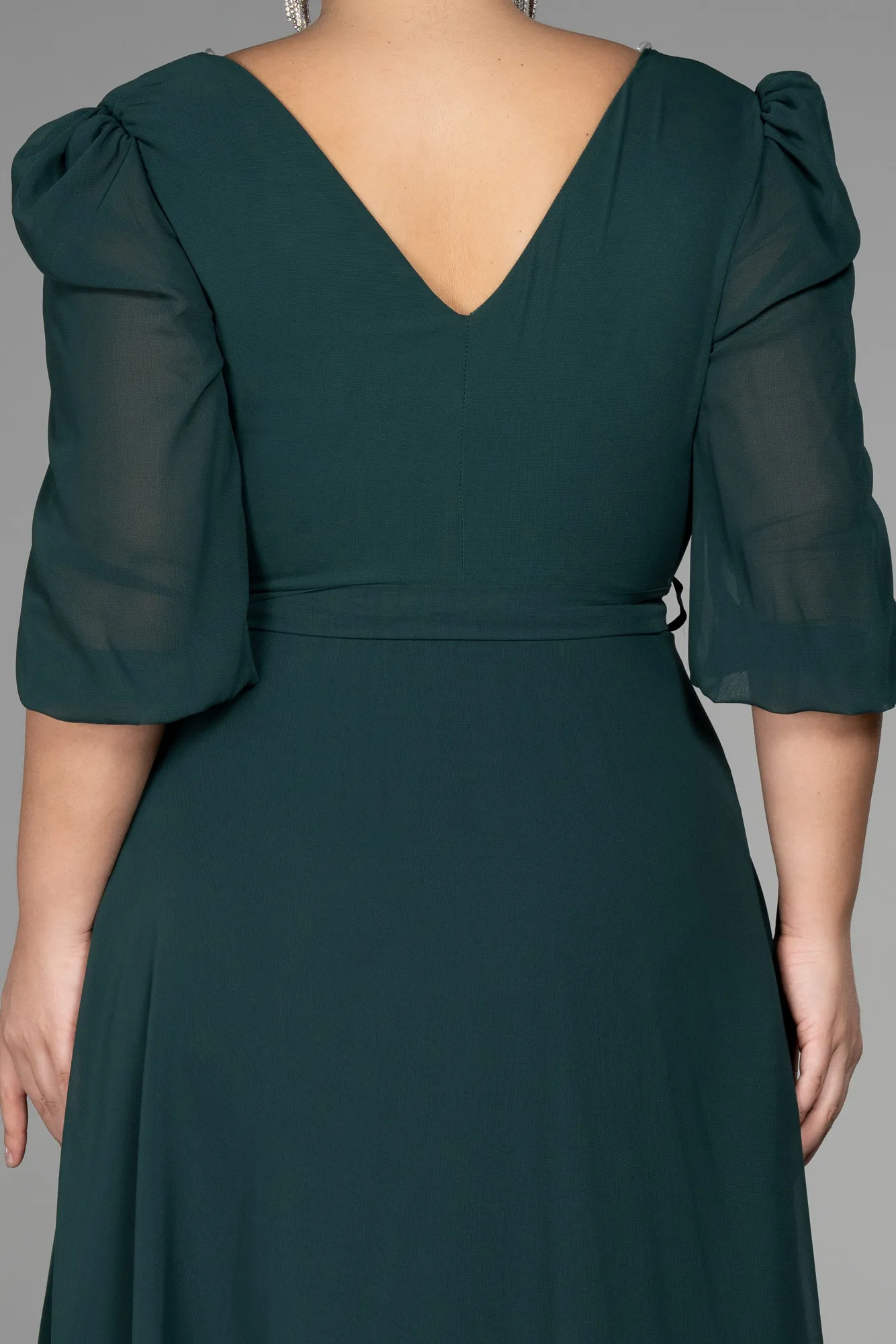 Emerald Green-Midi Chiffon Oversized Evening Dress ABK1083
