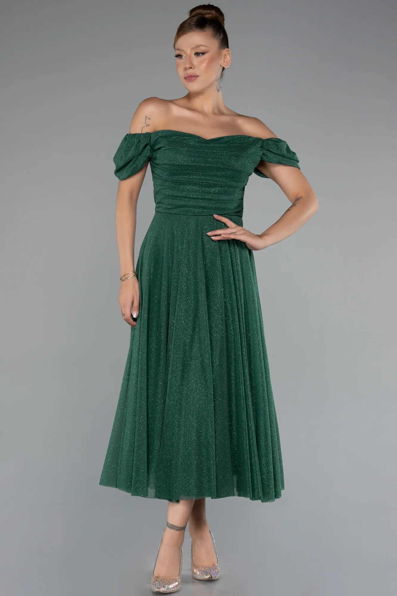 Emerald Green-Midi Cocktail Dress ABK1978