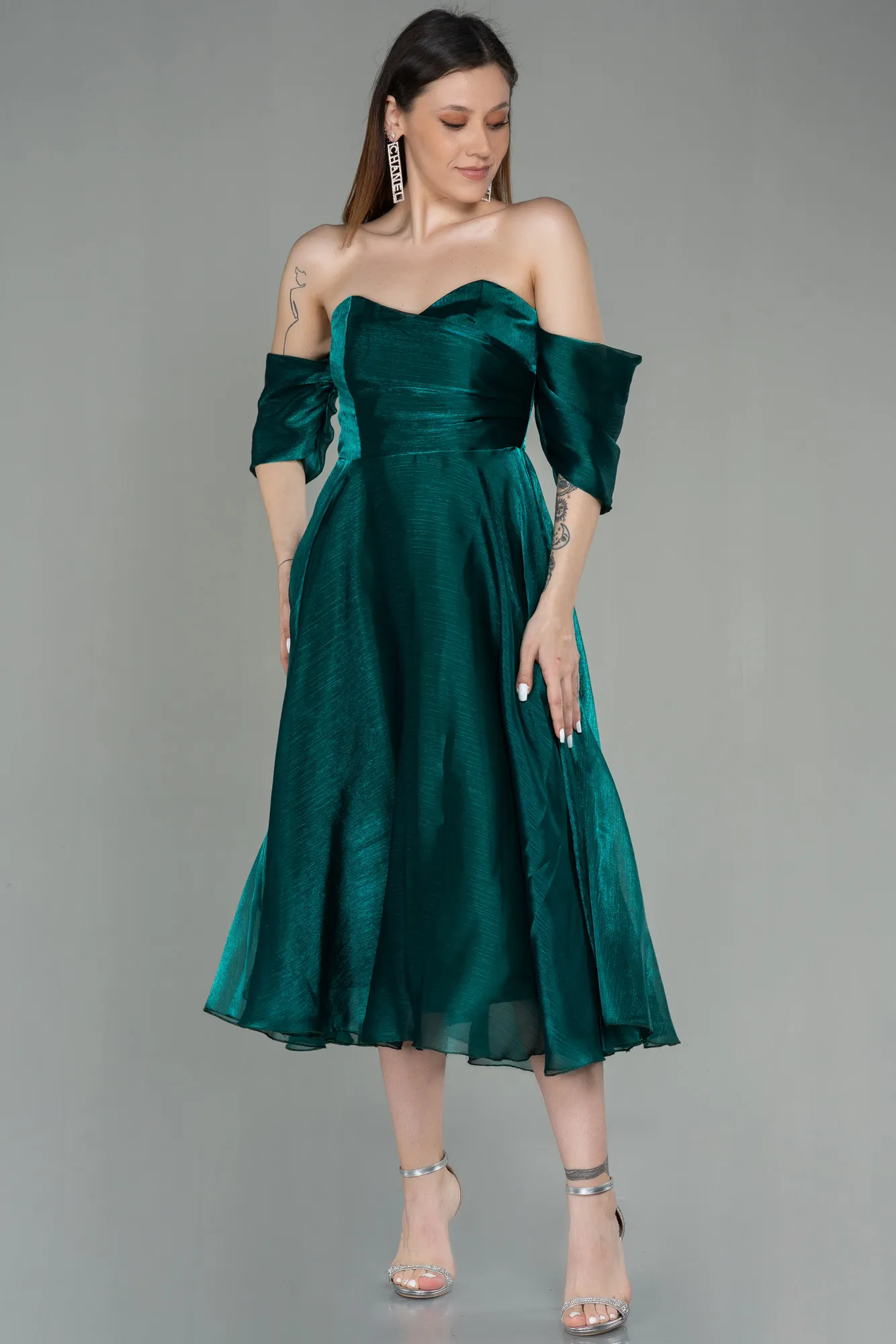 Emerald Green-Midi Evening Dress ABK1850