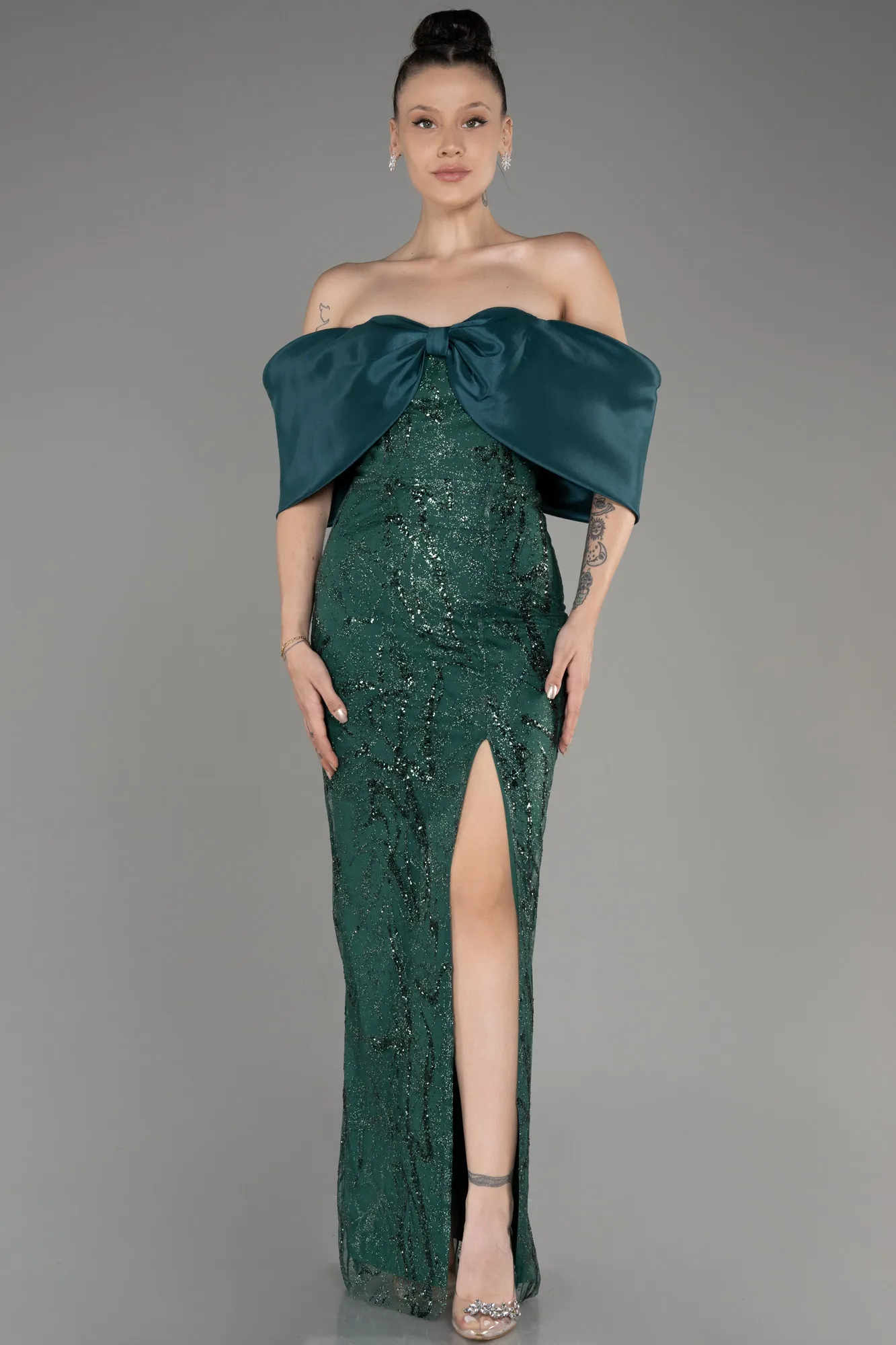 Emerald Green-Midi Evening Dress ABK2064