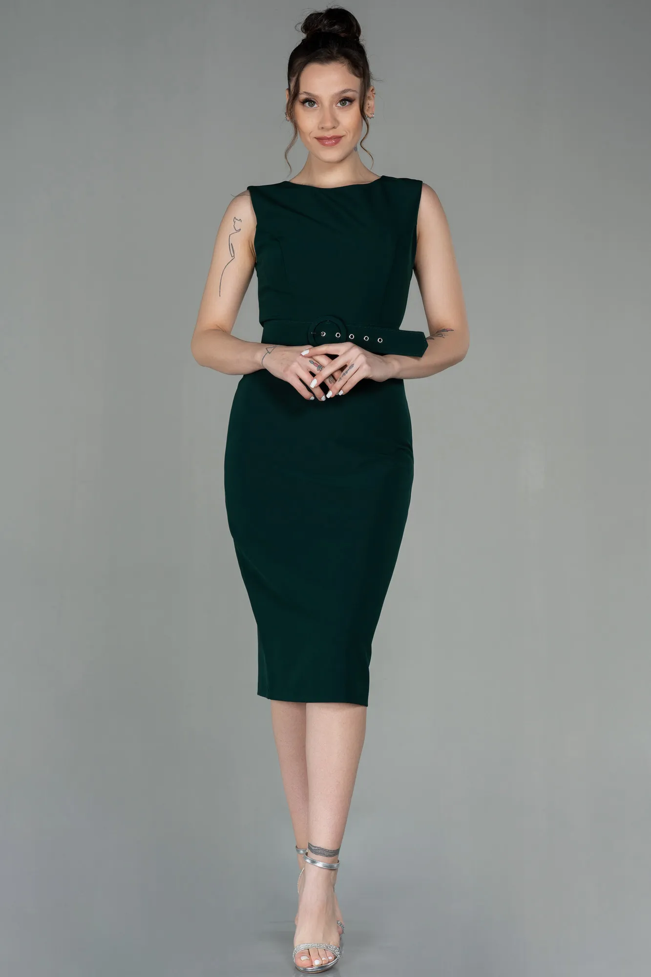 Emerald Green-Midi Invitation Dress ABK1045