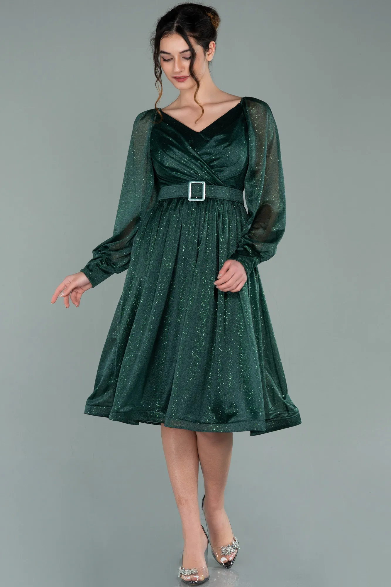 Emerald Green-Midi Invitation Dress ABK1227