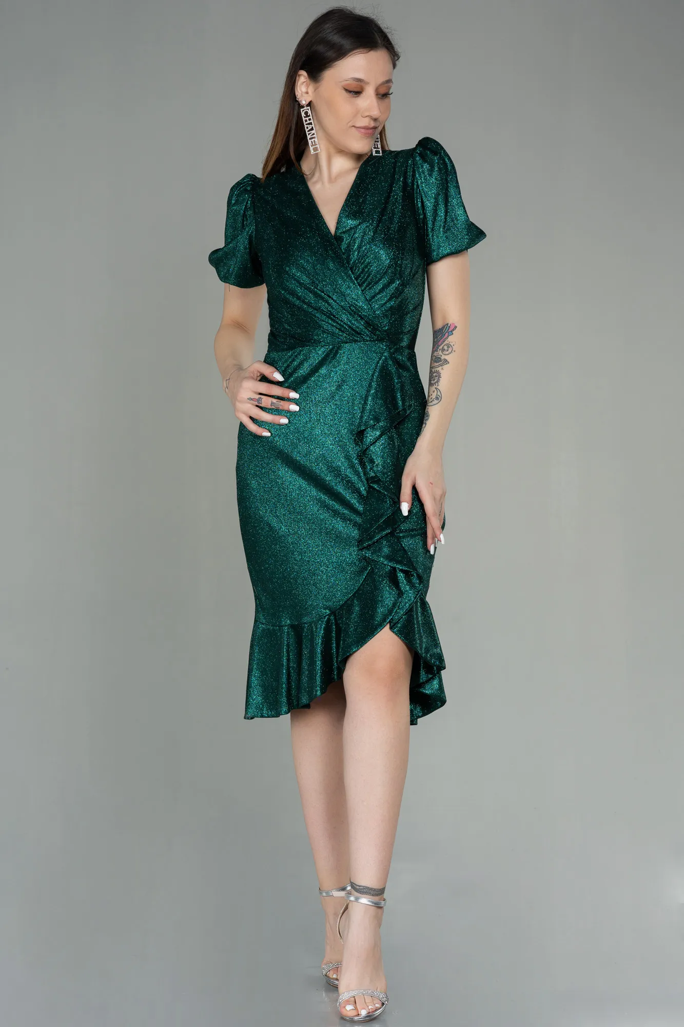 Emerald Green-Midi Invitation Dress ABK1637