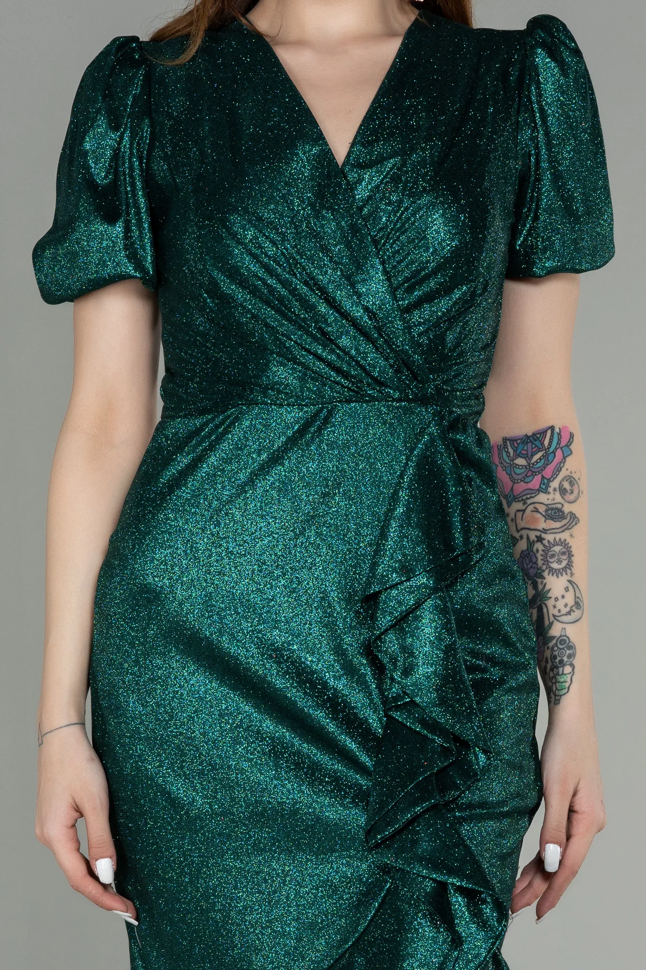 Emerald Green-Midi Invitation Dress ABK1637