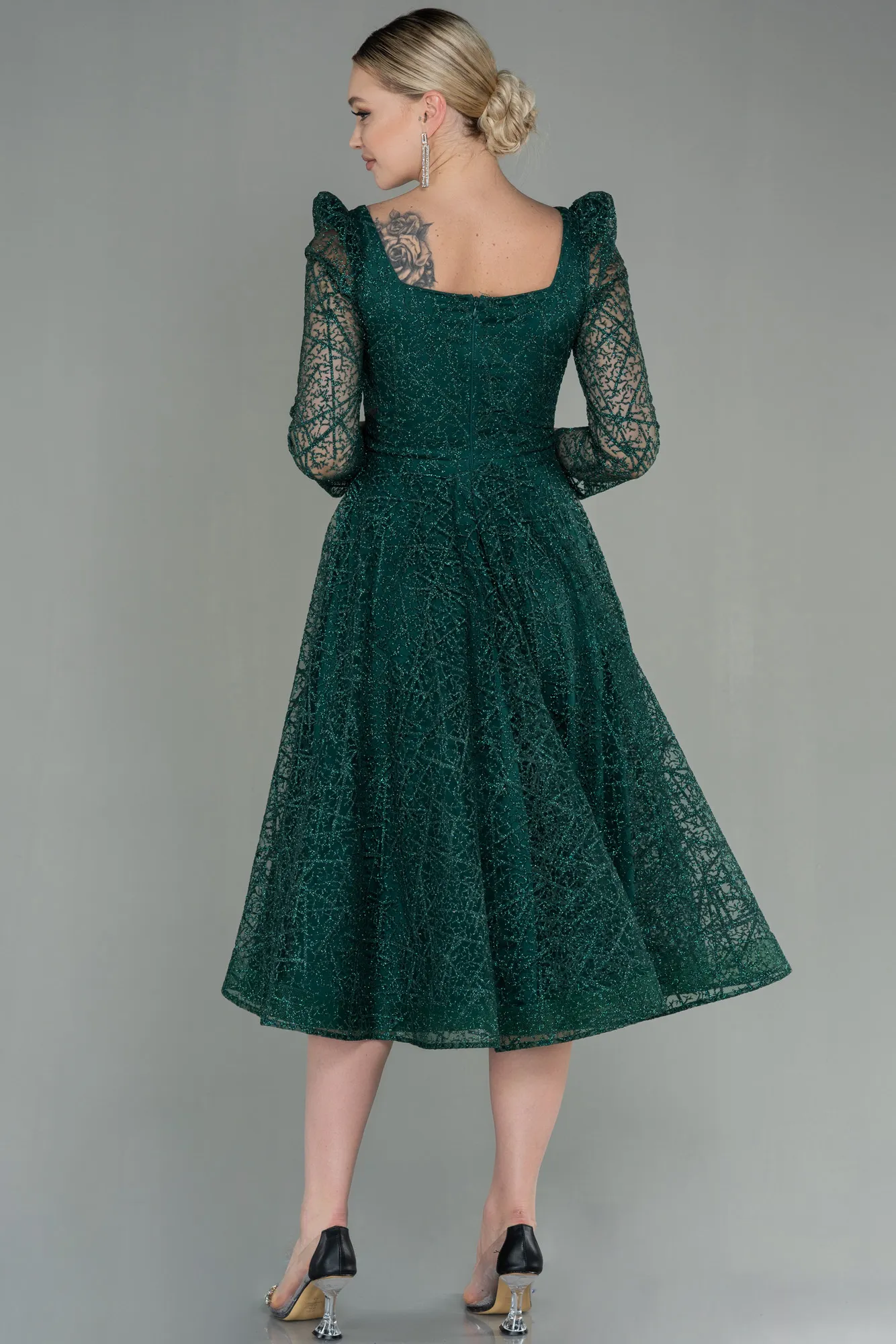 Emerald Green-Midi Invitation Dress ABK1668