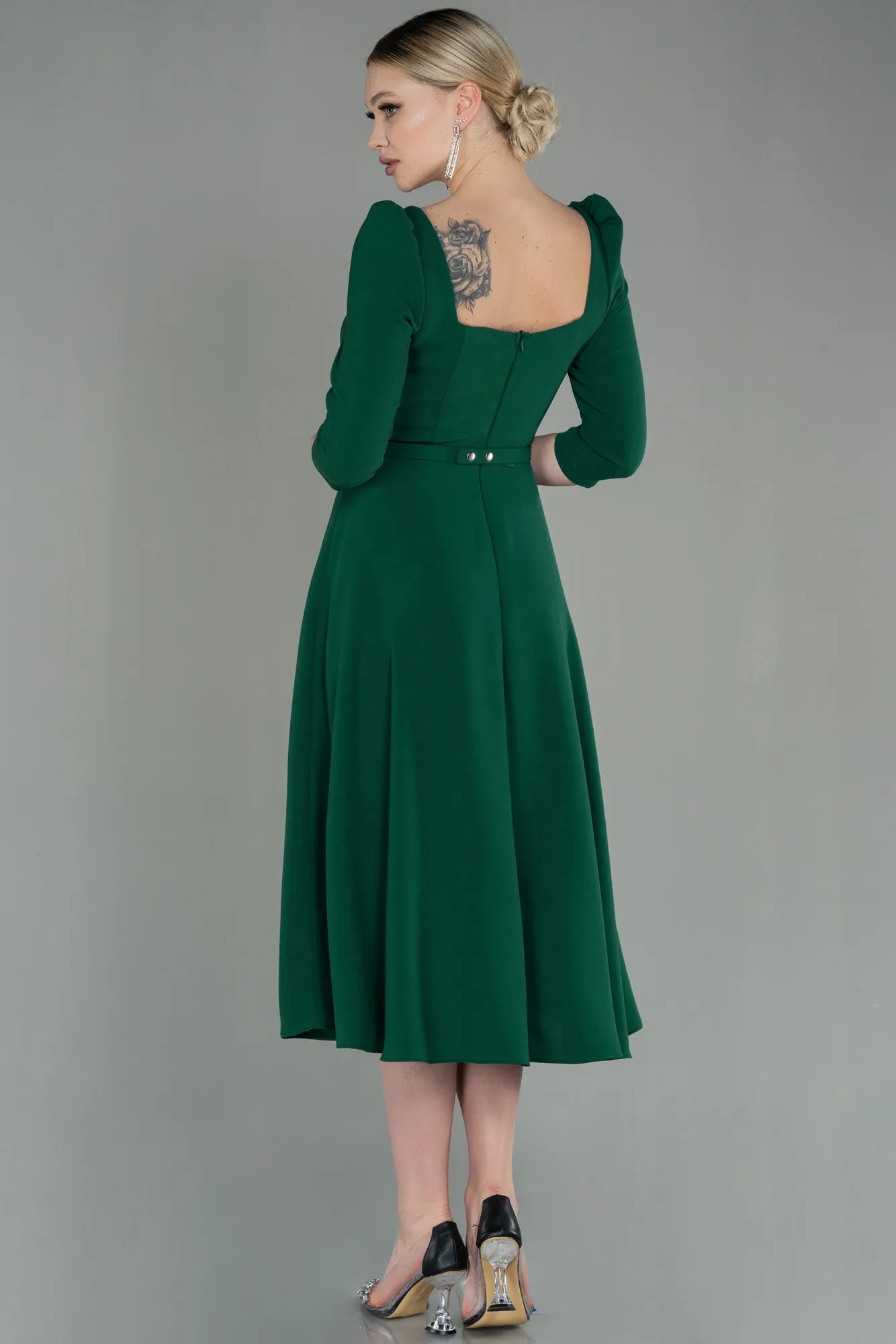 Emerald Green-Midi Invitation Dress ABK1678