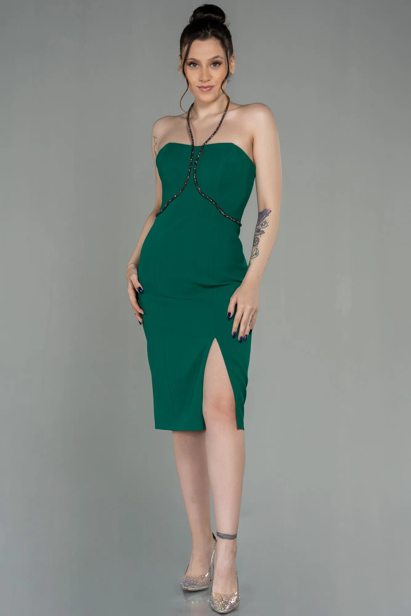 Emerald Green-Midi Invitation Dress ABK1709