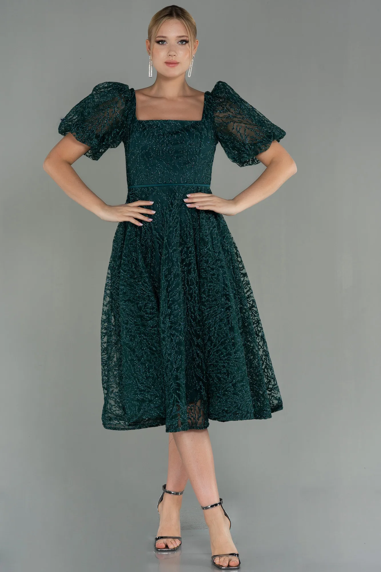 Emerald Green-Midi Invitation Dress ABK1724
