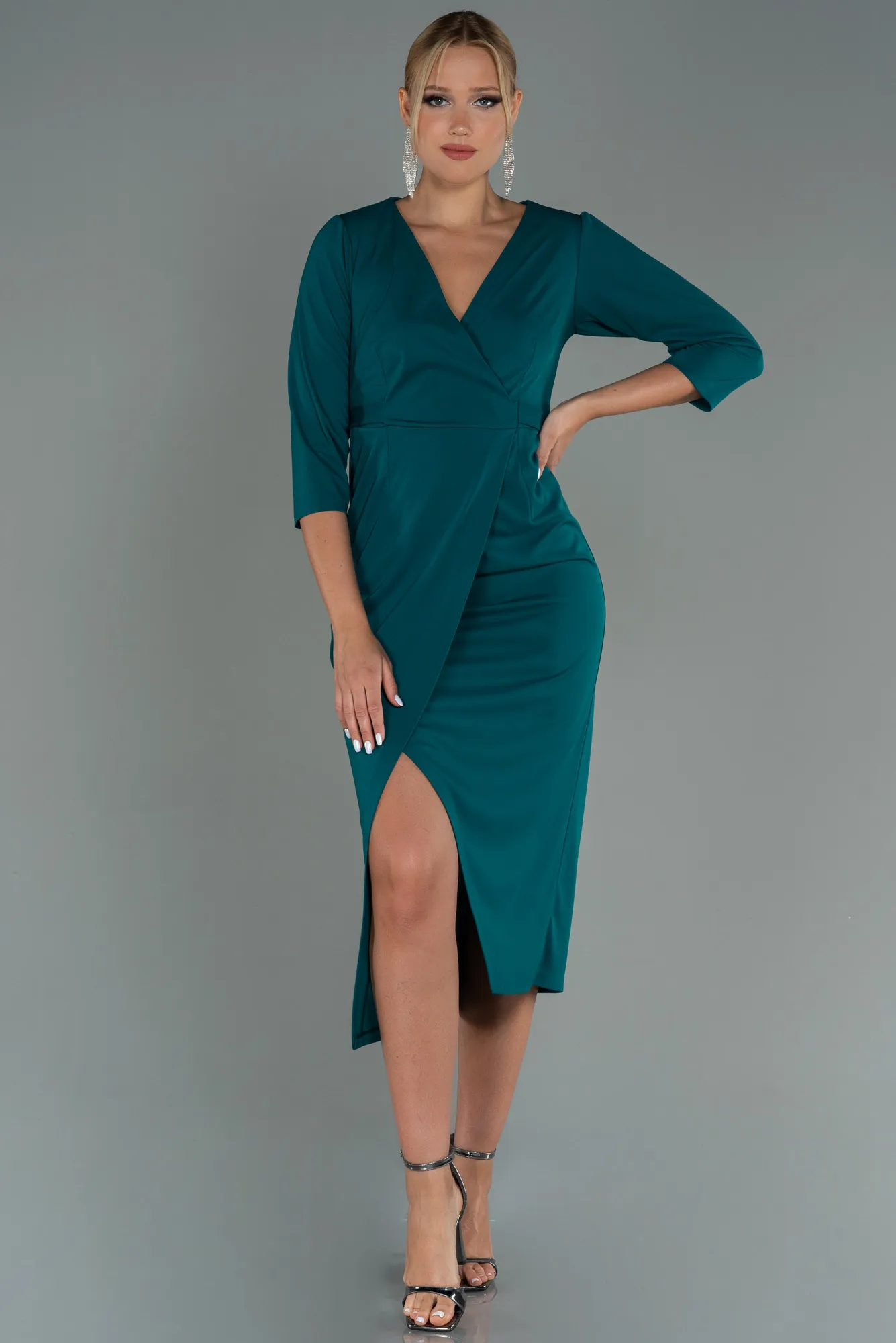 Emerald Green-Midi Invitation Dress ABK1740
