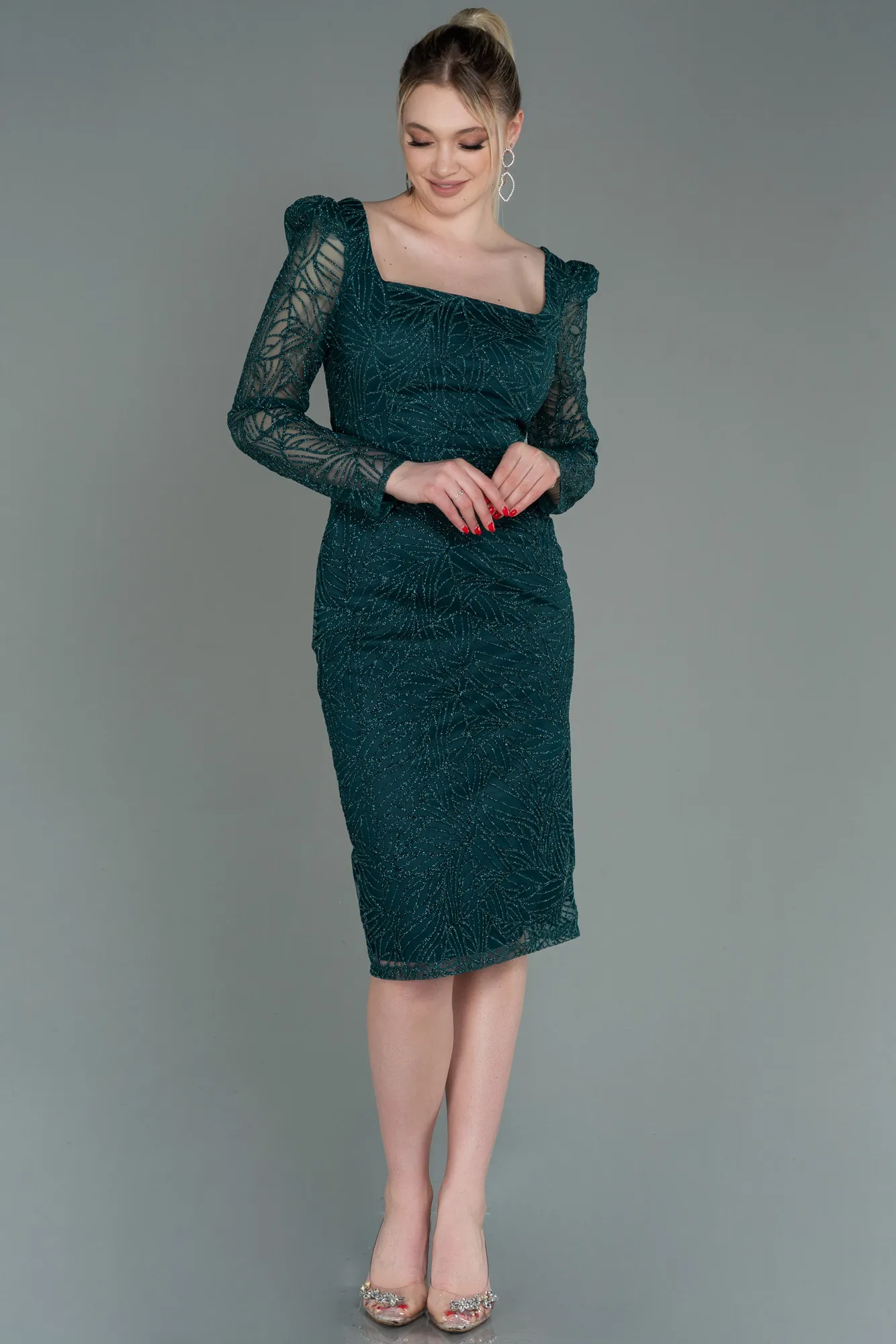 Emerald Green-Midi Invitation Dress ABK1749