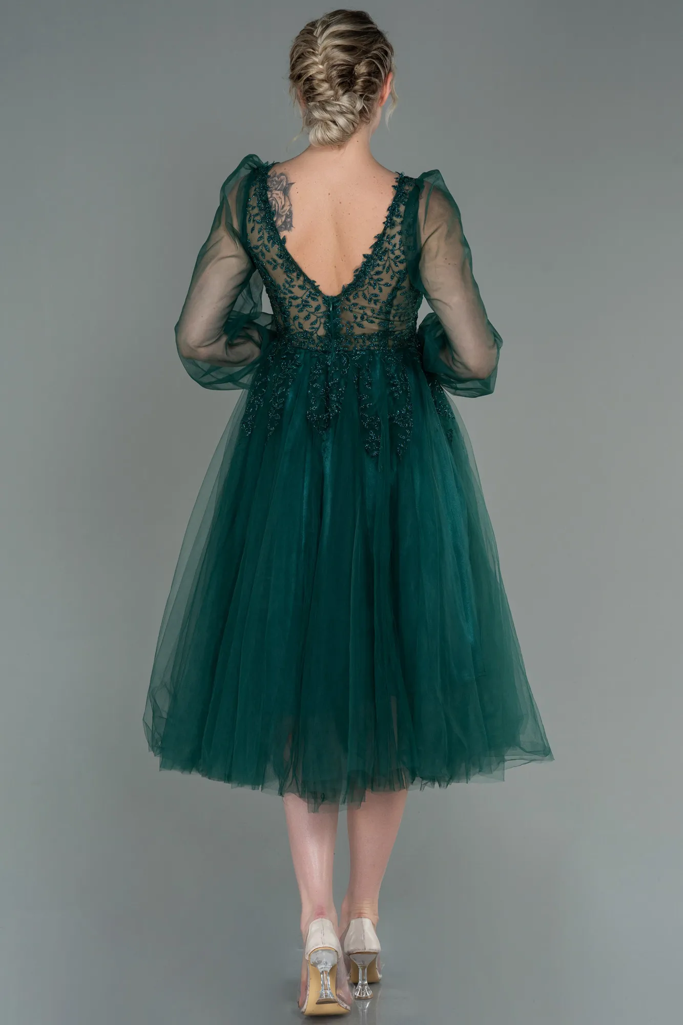 Emerald Green-Midi Invitation Dress ABK1771