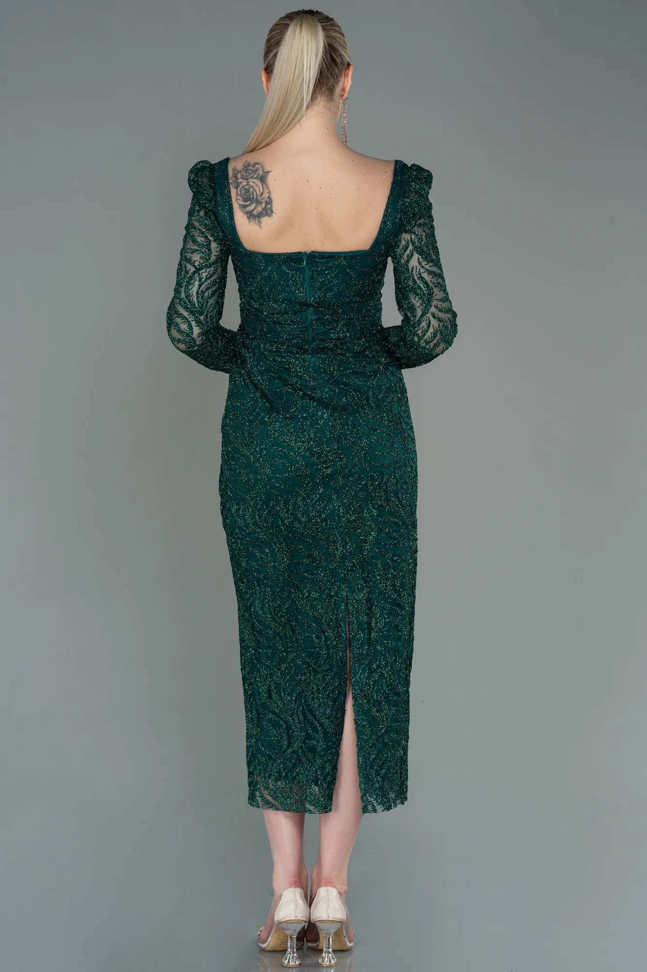 Emerald Green-Midi Invitation Dress ABK1785