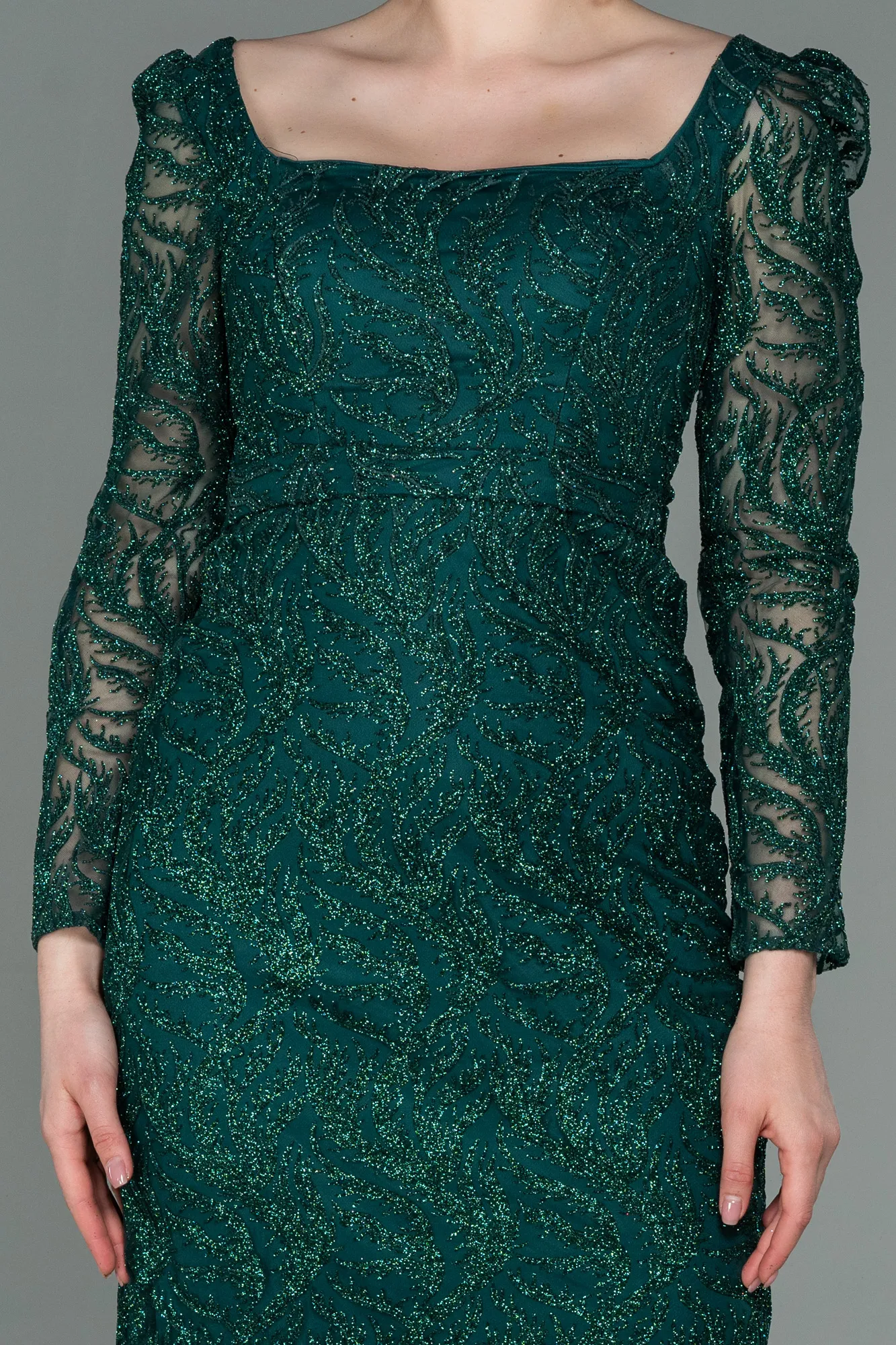 Emerald Green-Midi Invitation Dress ABK1785