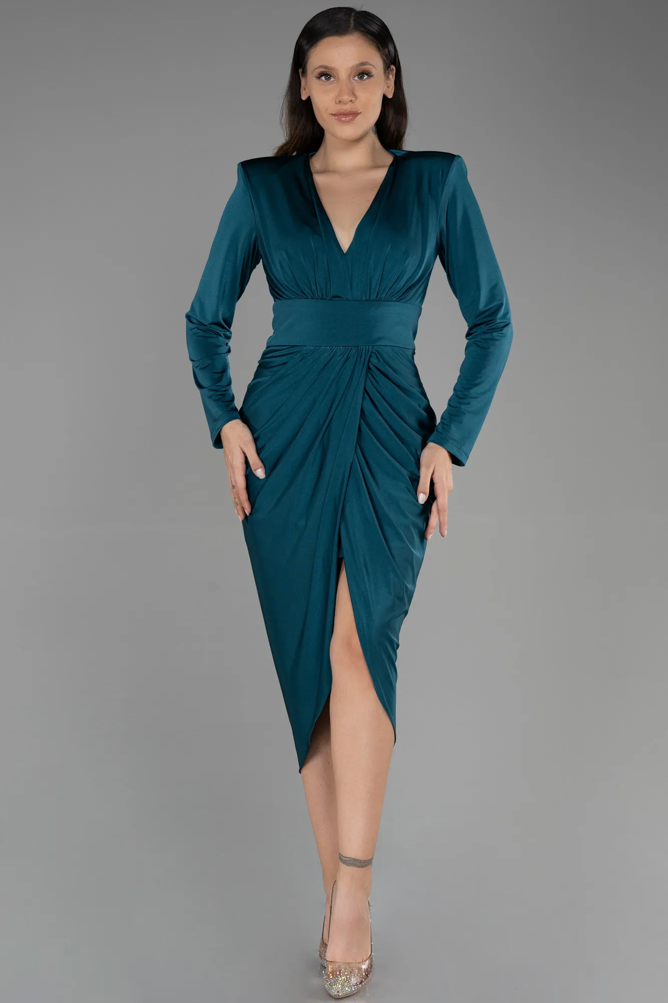 Emerald Green-Midi Invitation Dress ABK1861
